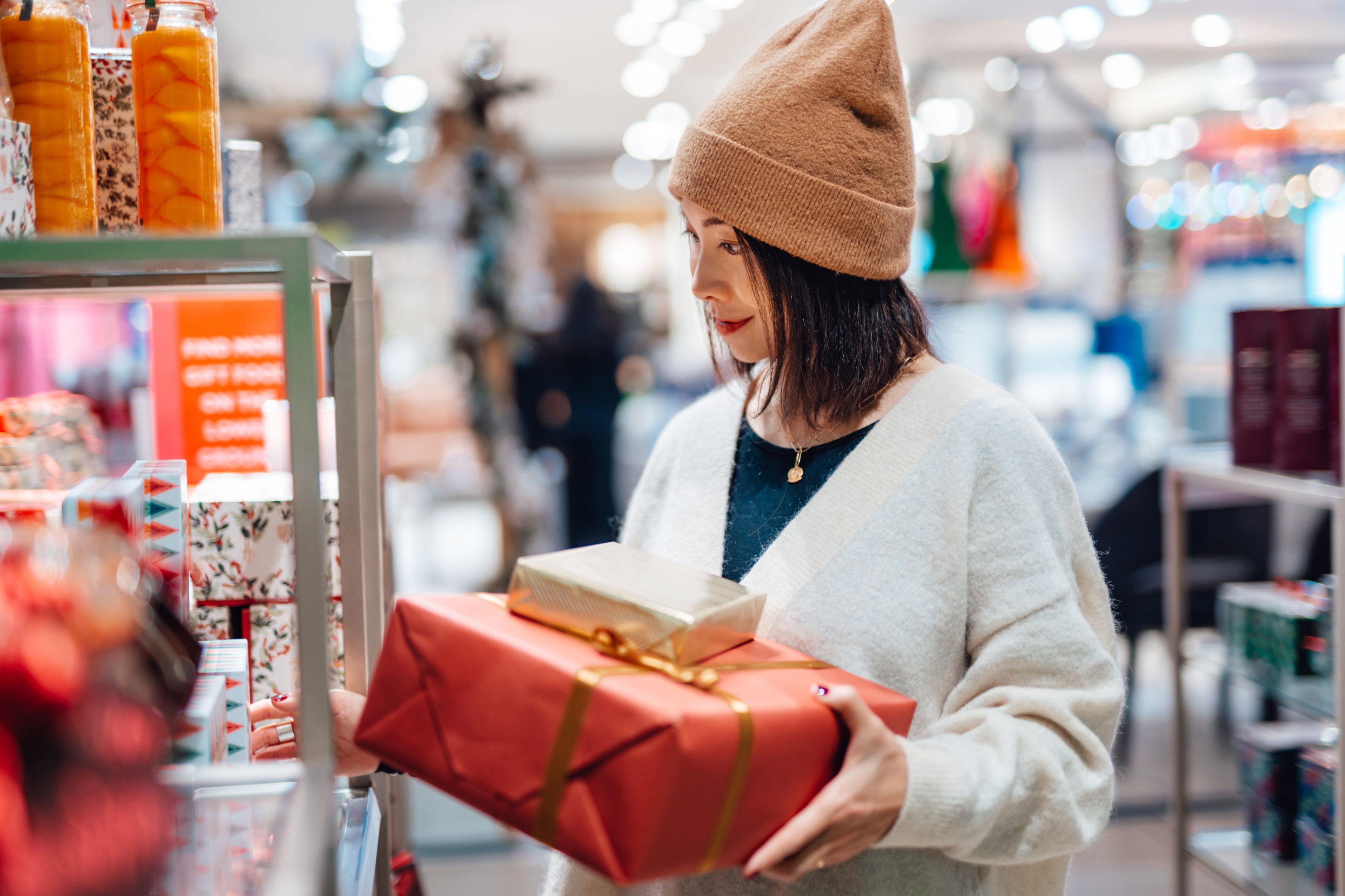 woman shopping during the holidays