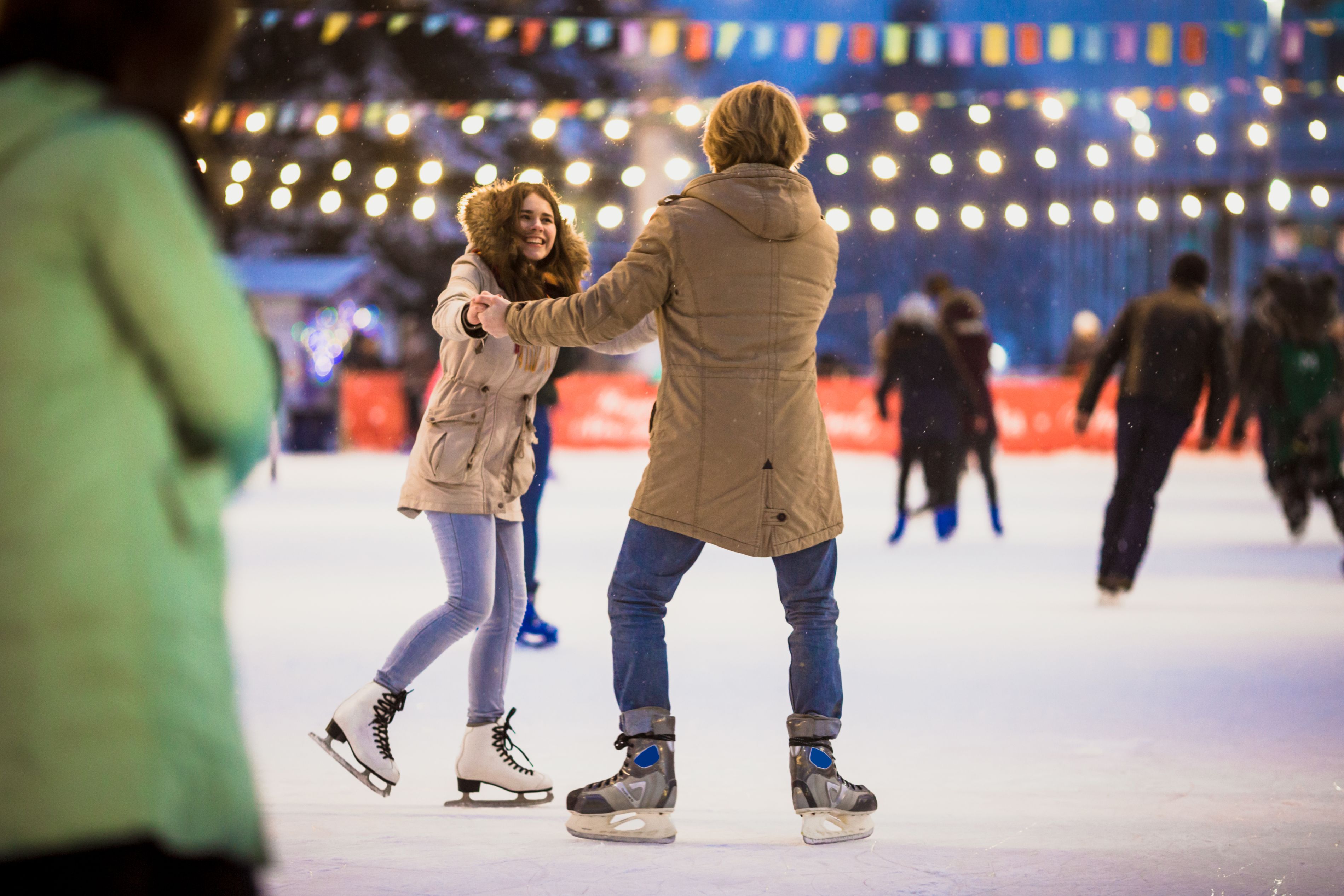 Couple ice skating