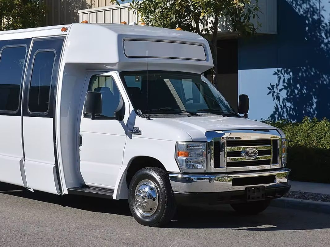 White shuttle bus.