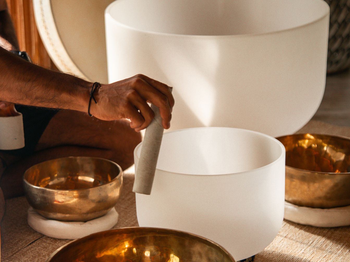 Find peace with singing bowls sound bath. 