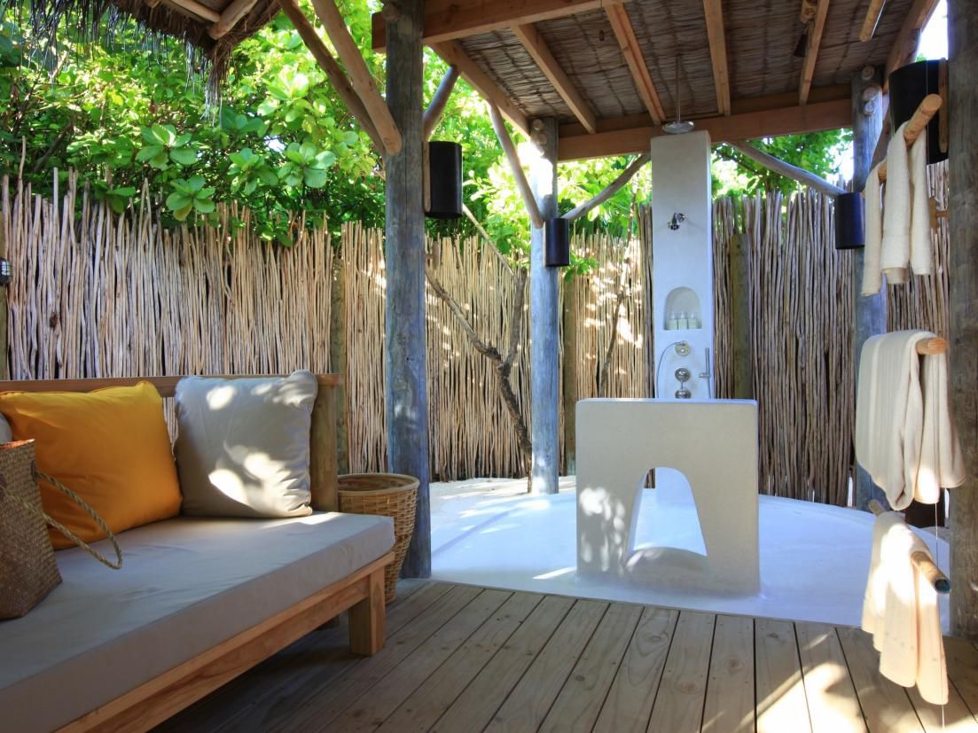 Outdoor bathroom and rain shower