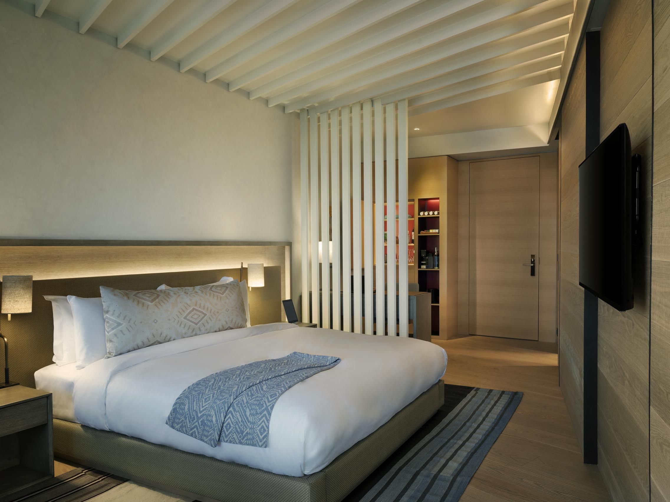 A beautifully integrated sleeping space with a private balcony