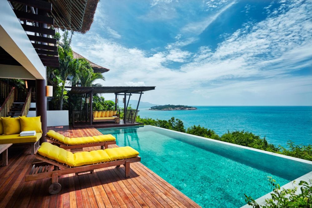 View of guest room with veranda and private plunge pool on Thailand's Koh Samui