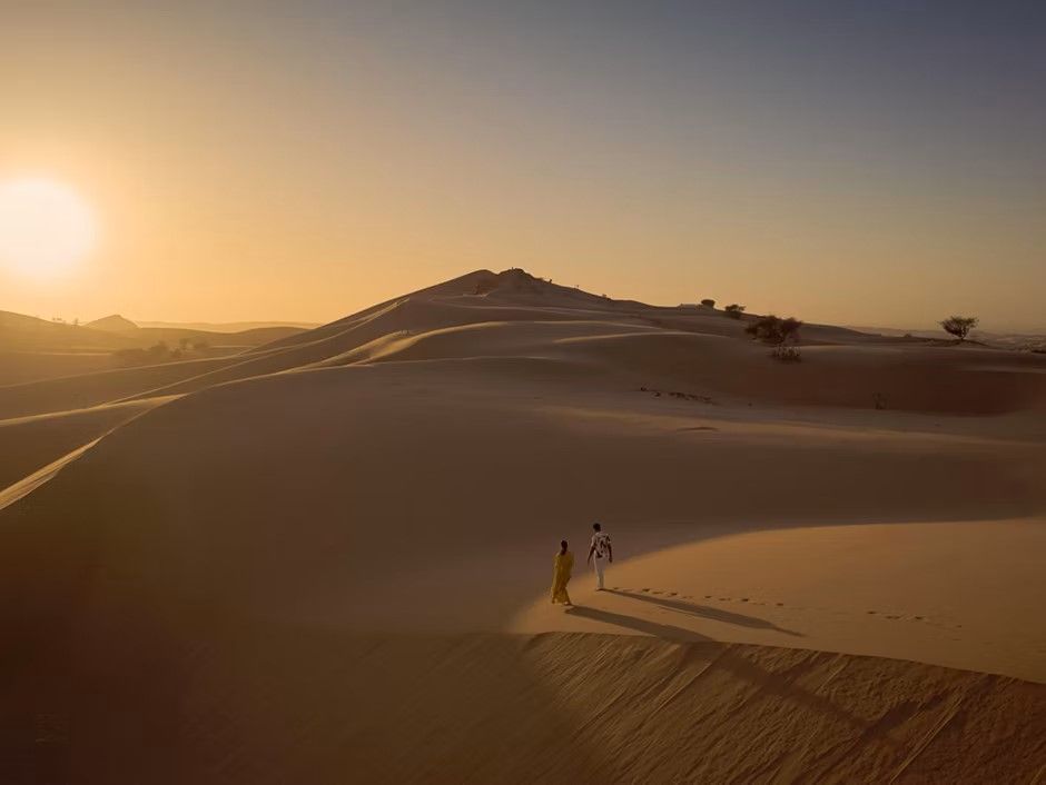 Aerial view of sand dunes near Saudi Arabia's Red Sea