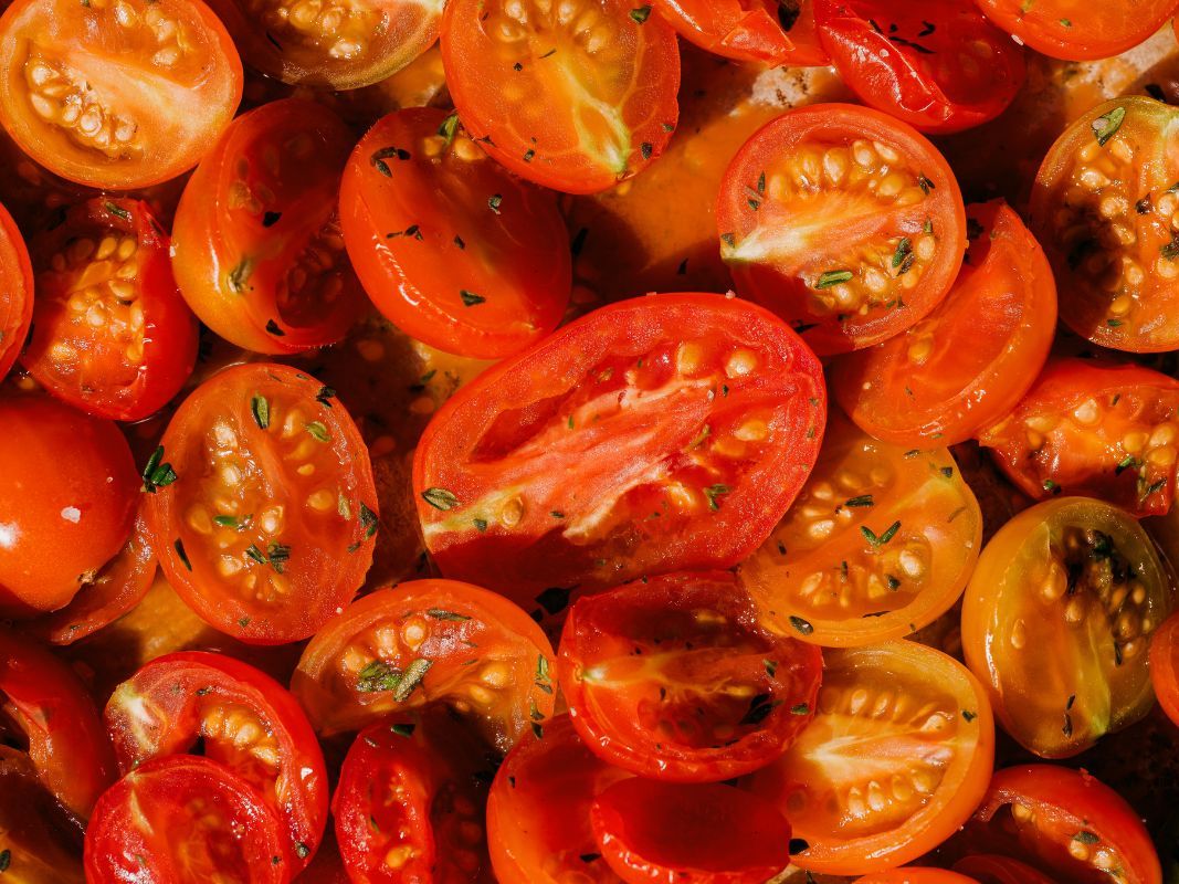 Marinated tomato dish.