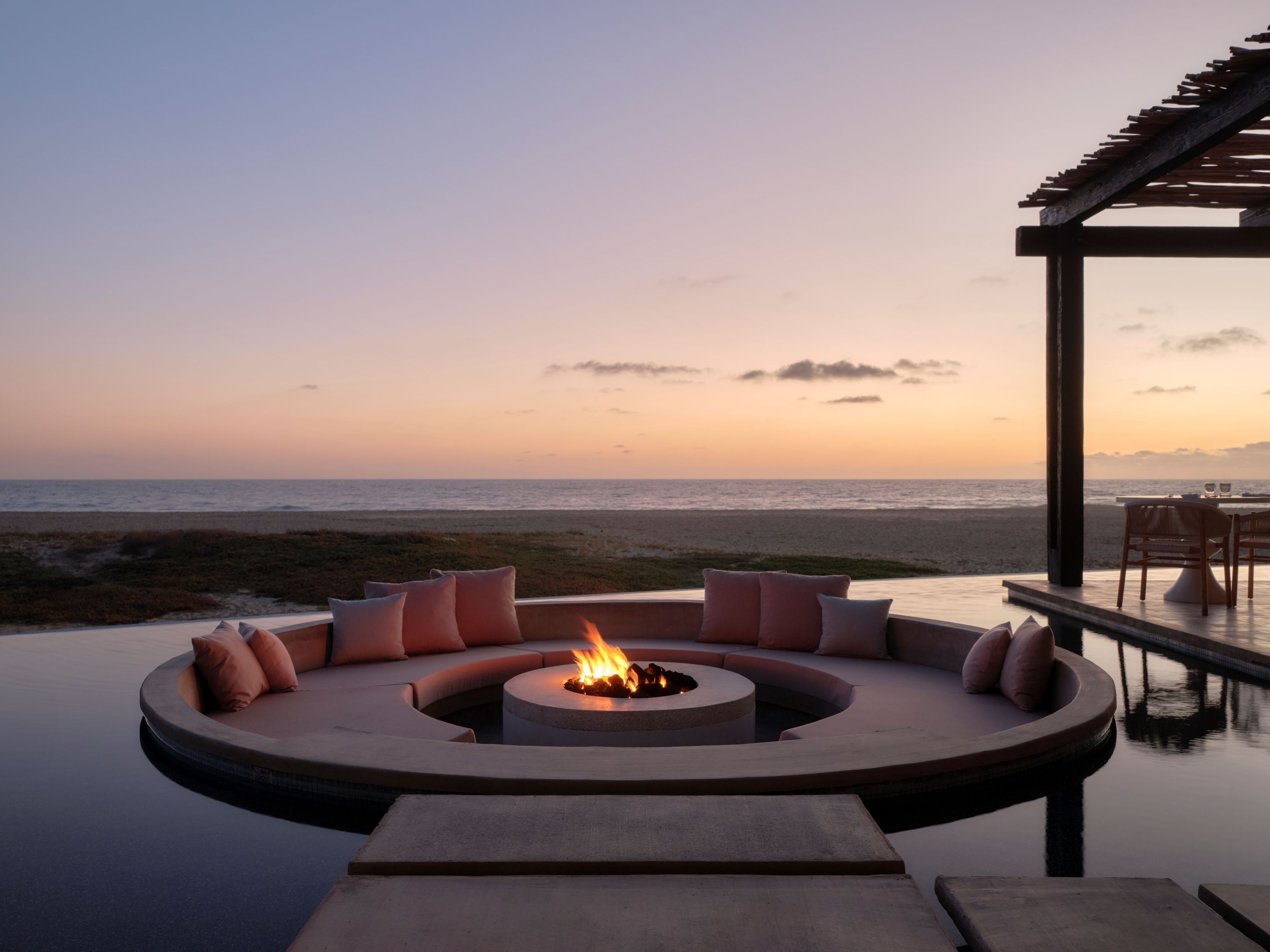 Conversation pit seating area at Kahal.