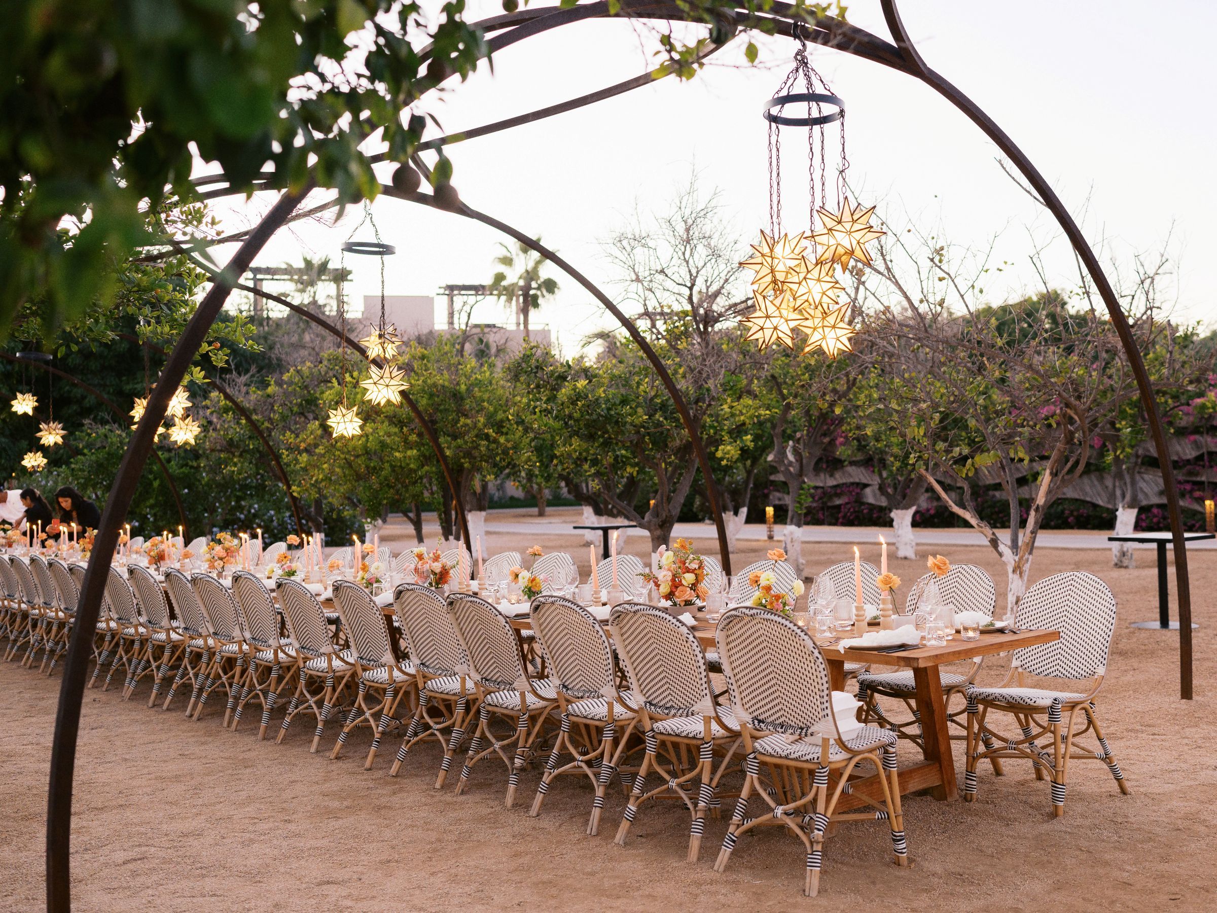 Wedding reception table set up.