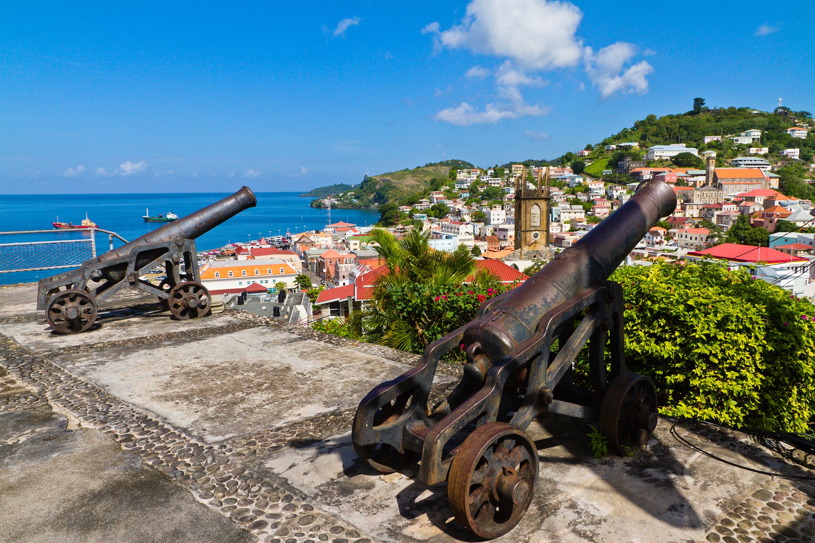 Two cannons pointed to St. George's, Grenada W.I.