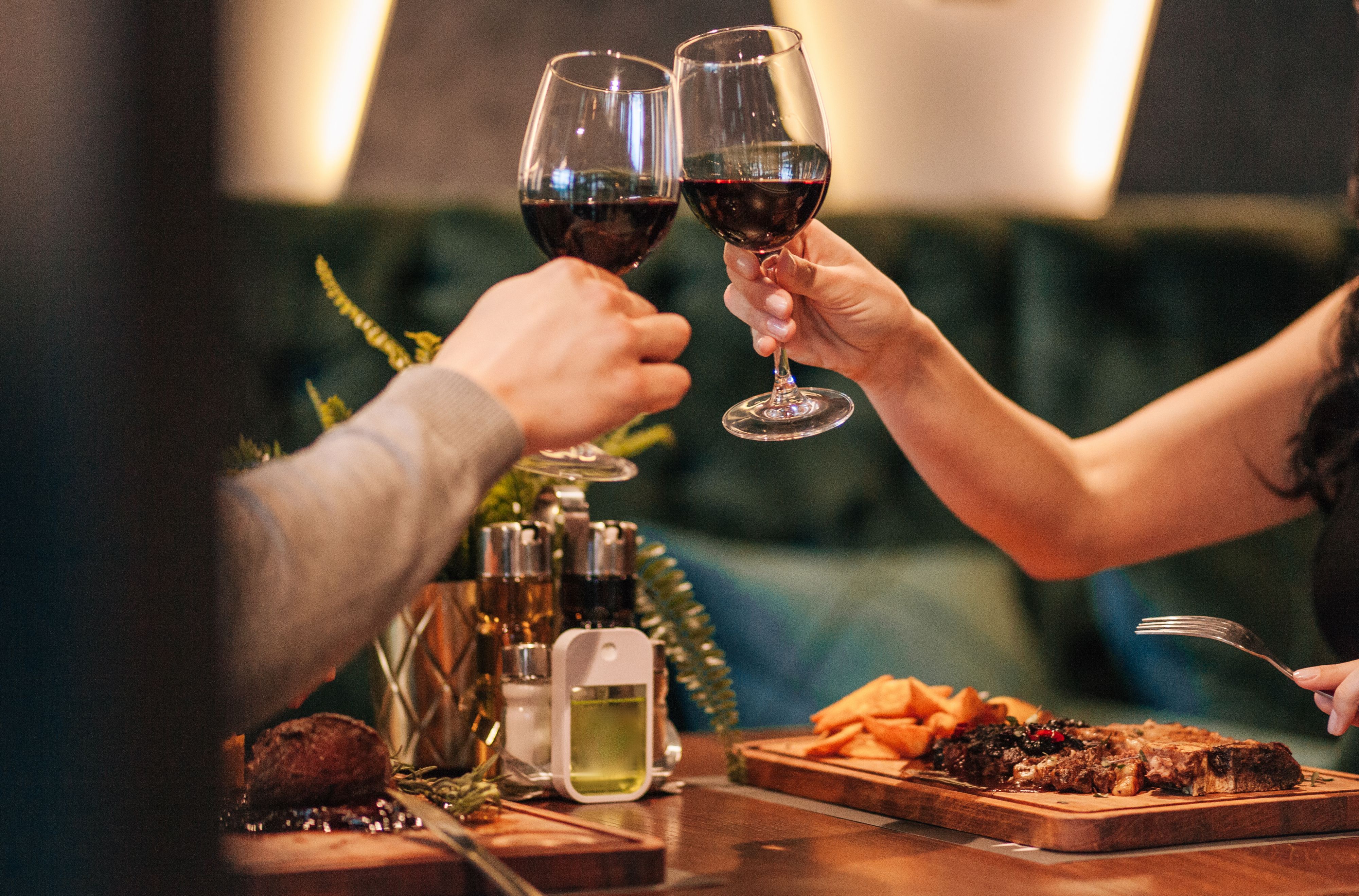 couple having dinner with wine