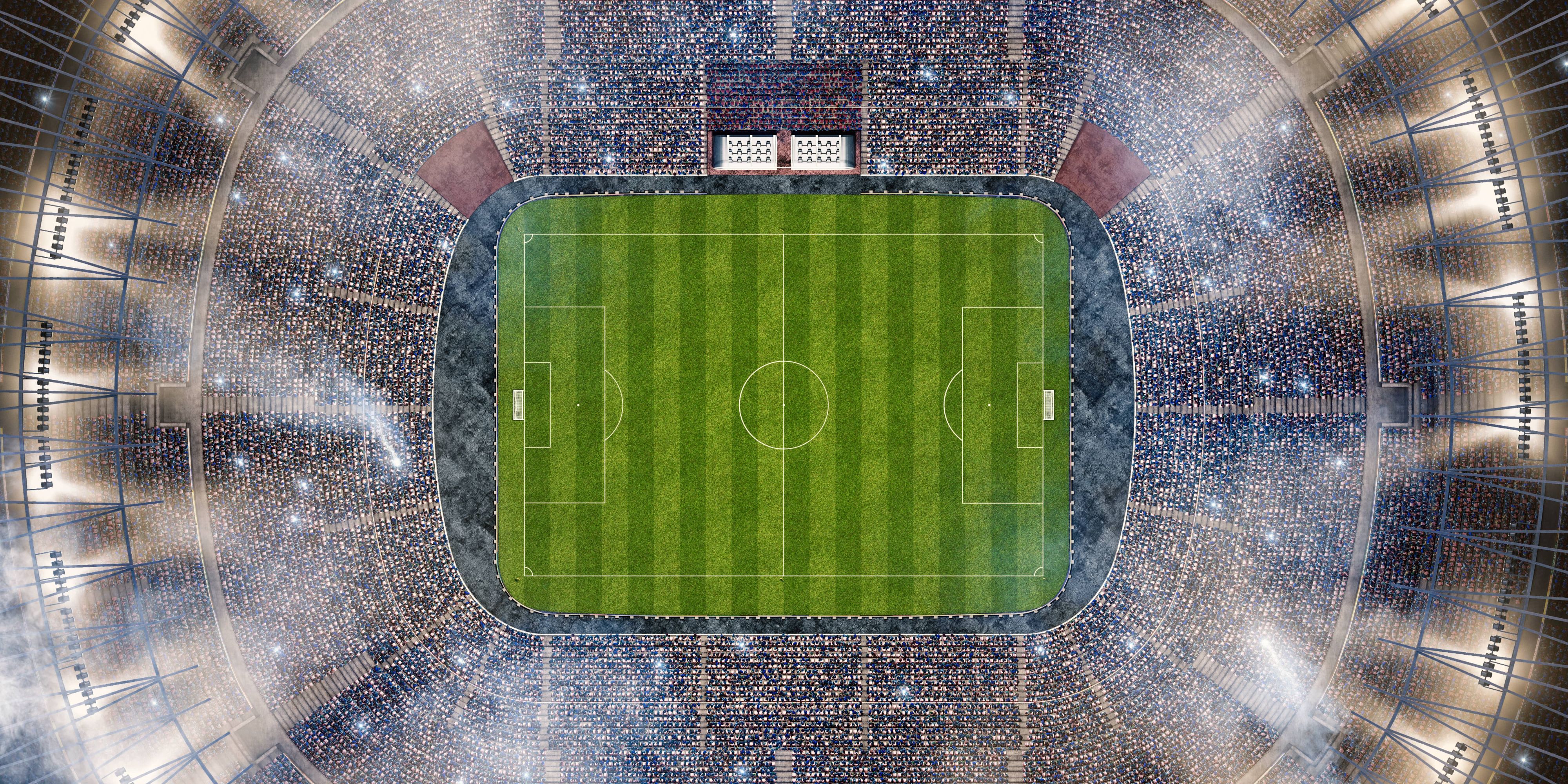 Aerial view of Soccer arena.