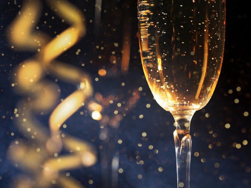 Champagne glass celebrating the New Year