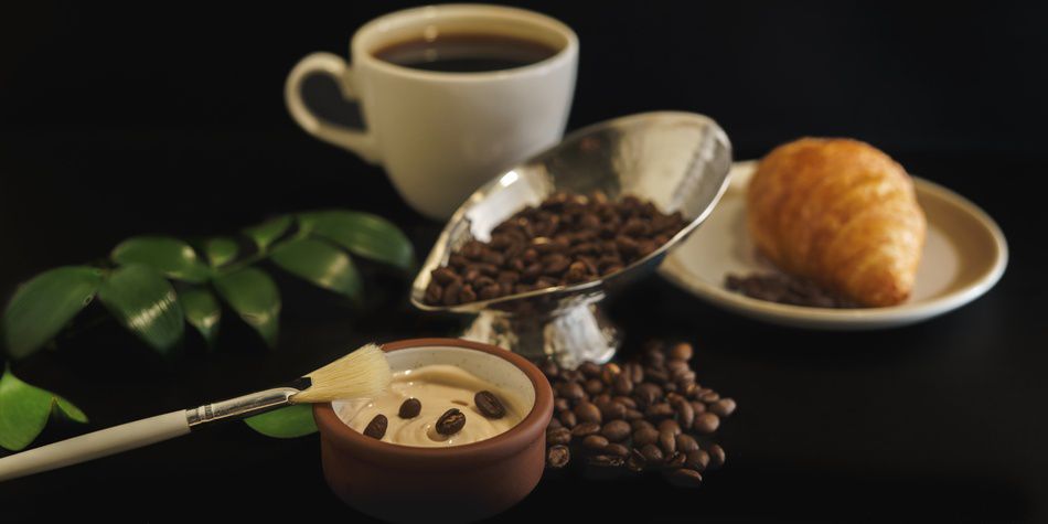 Coffee spa treatment with beans, cream, and pastry