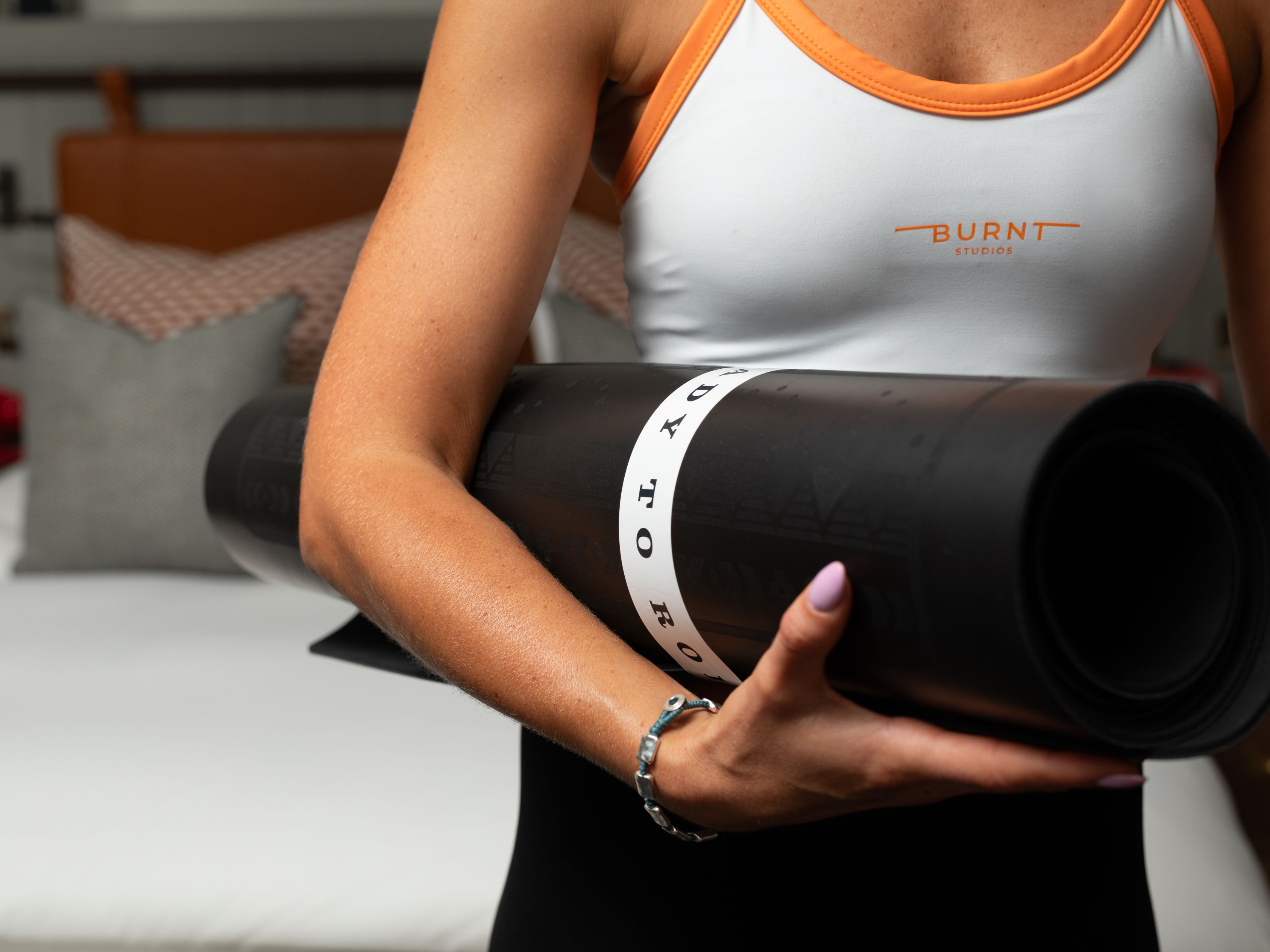 Guest with yoga mat