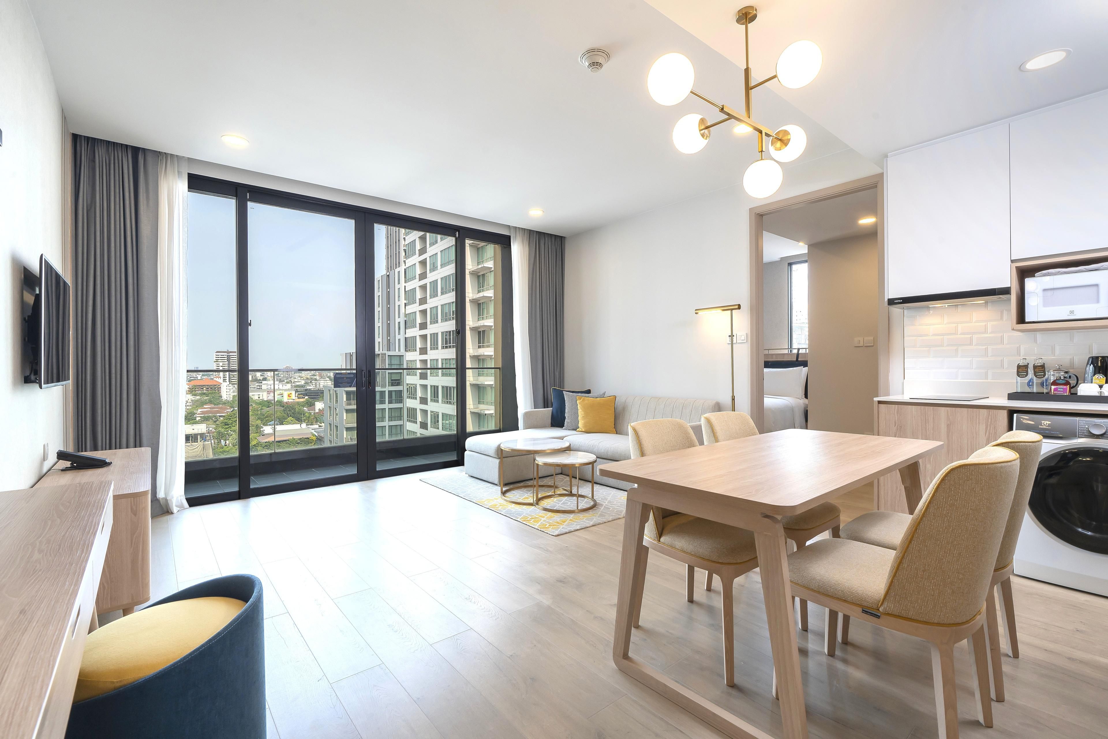 When you need more than a few nights, the hotel has the space that matches your plans. As our guest, if you’ve extended your stay in Bangkok, you get full access to hotel perks such as Japanese onsen, sauna, and swimming pool. Each suite features a fully equipped kitchenette, washing machine and dryer.