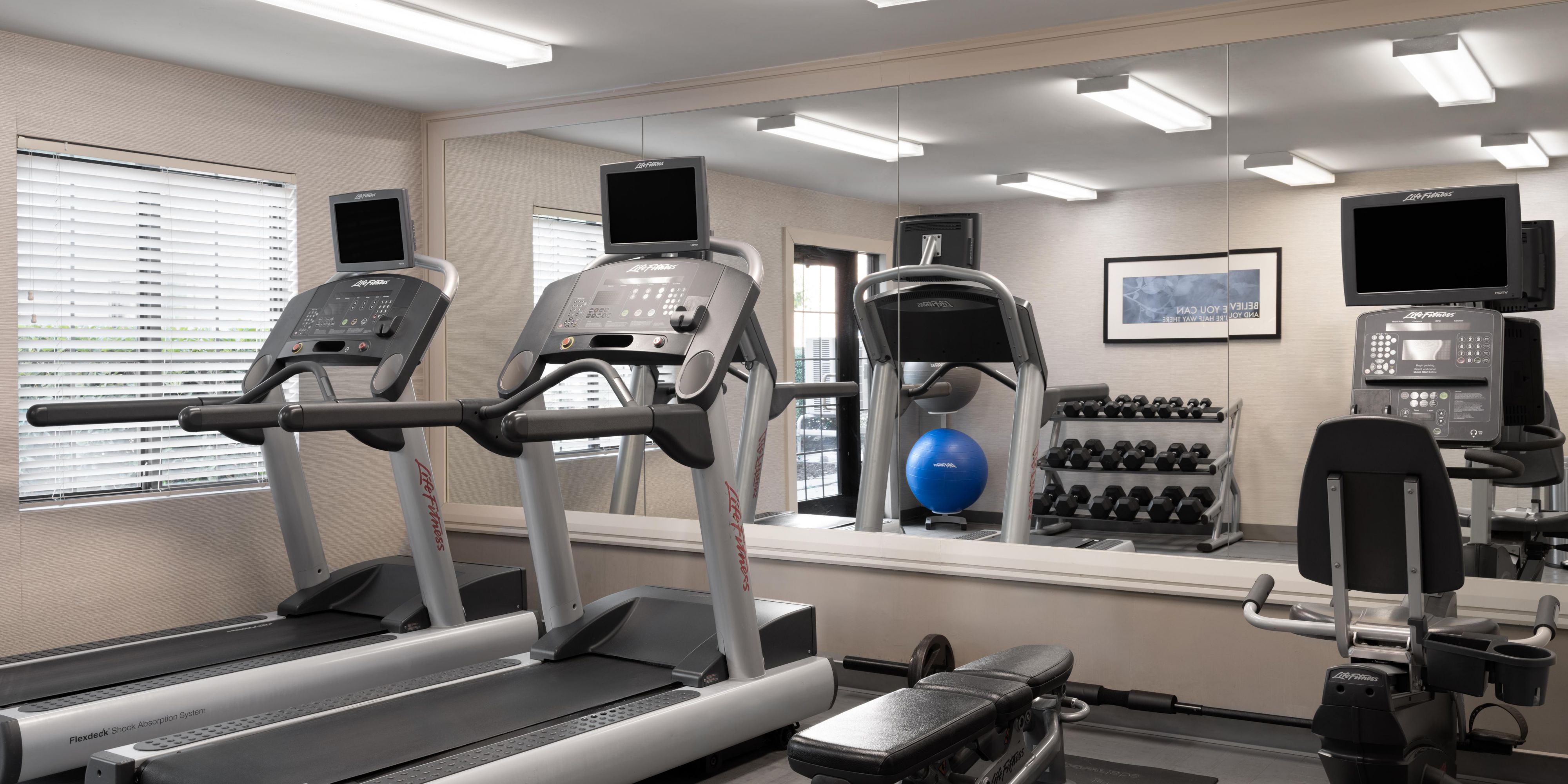 Stay fit anytime in our 24/7 fitness center.