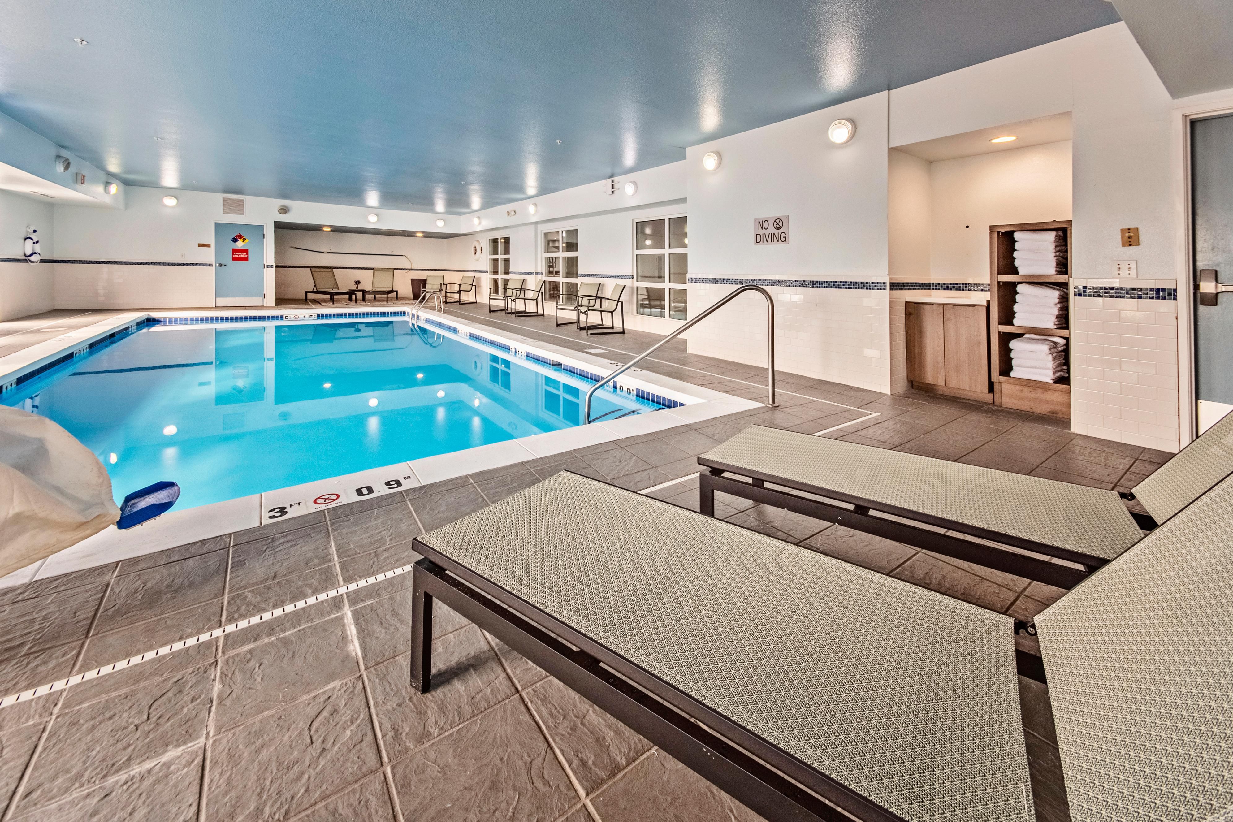 Stay active and refreshed with our indoor pool and Fitness Center. Swim morning laps or take a leisurely evening dip. Stay active and energized in our fully equipped Fitness Center. Our state-of-the-art facilities are designed for your relaxation and recreation.