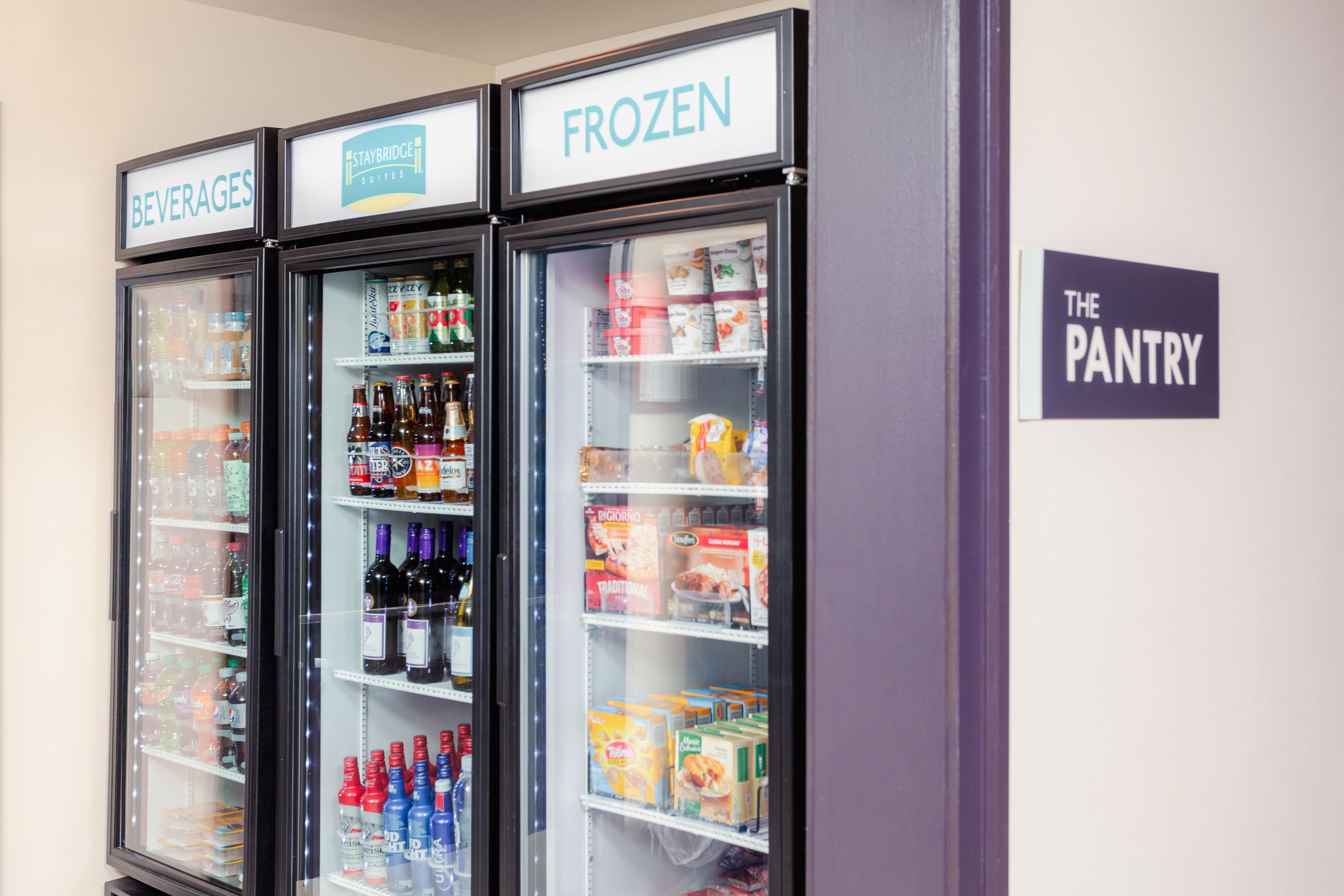 The Market Pantry is open 24/7, offering snacks, beverages, and sundries for your convenience—perfect for when you need a quick grab!