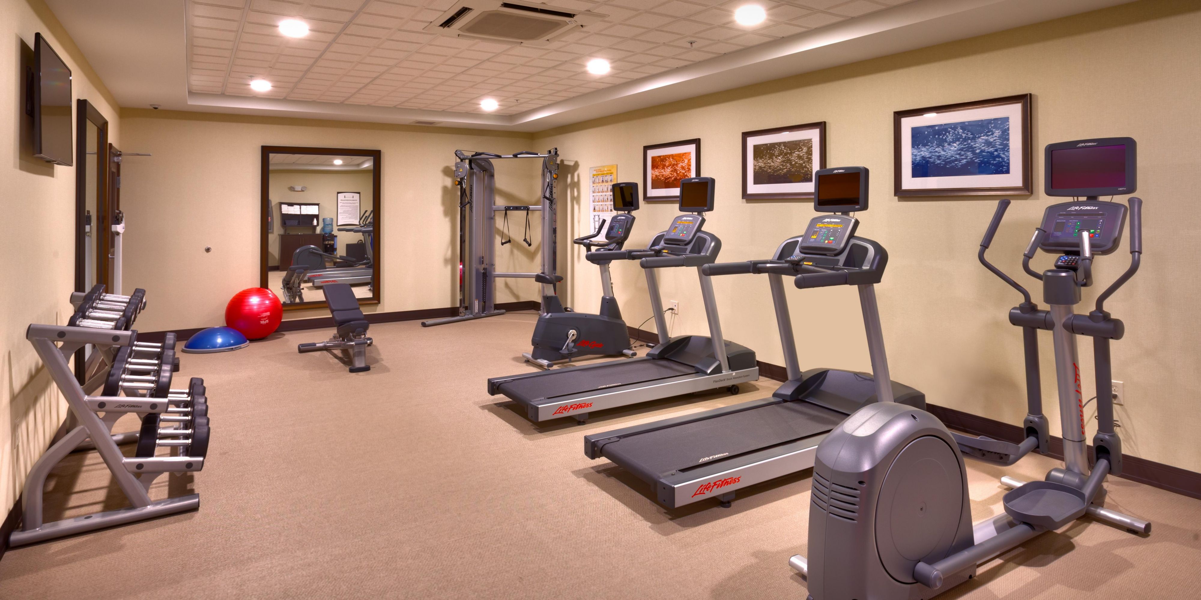 The fitness center is open 24-hours per days for your convenience