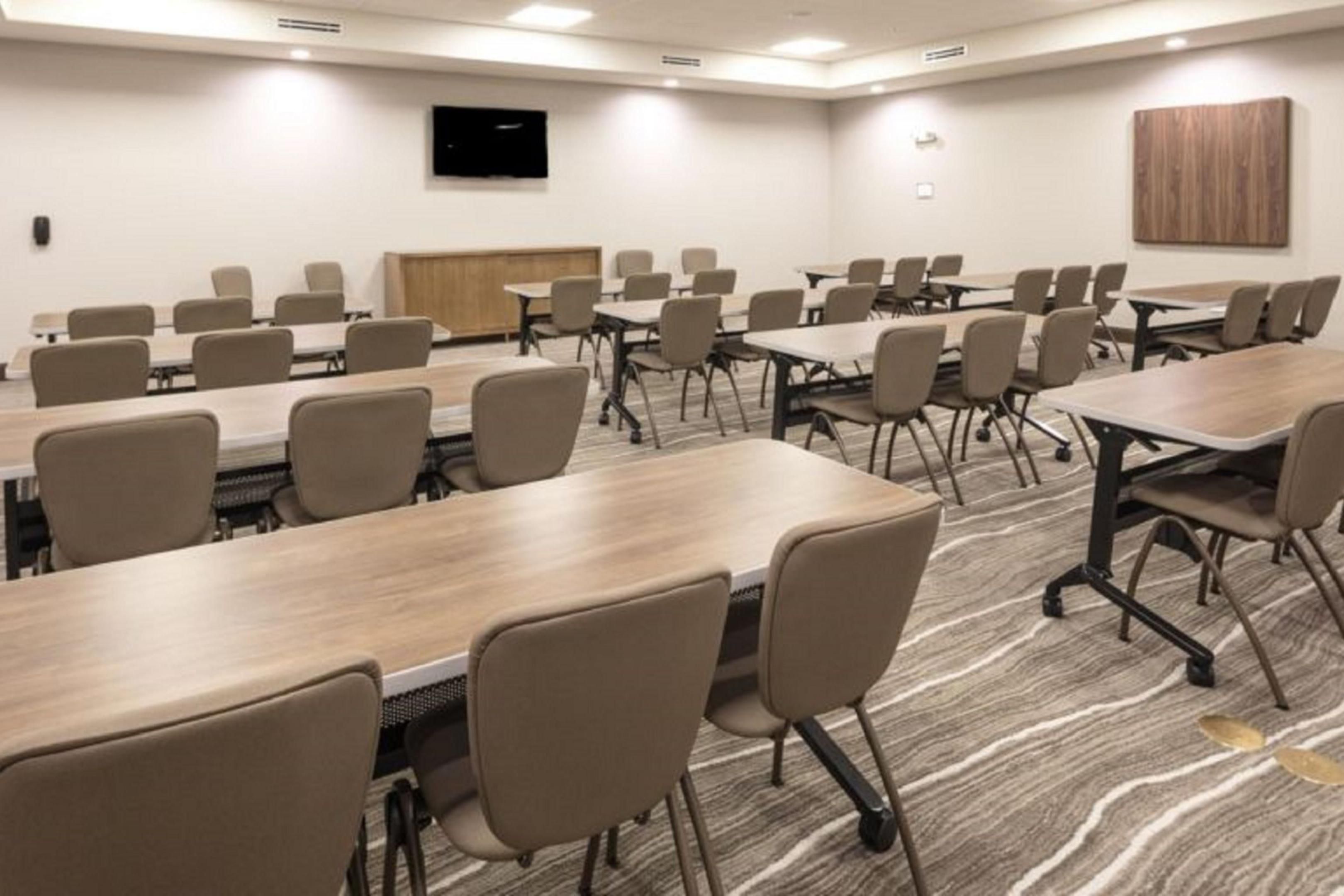 Need a place to meet? We offer a great meeting space for up to 30 guests classroom style seating. We include complimentary Projector and Screen, Sound System, and White Board. We allow outside food and beverage to be brought in at no additional charge.