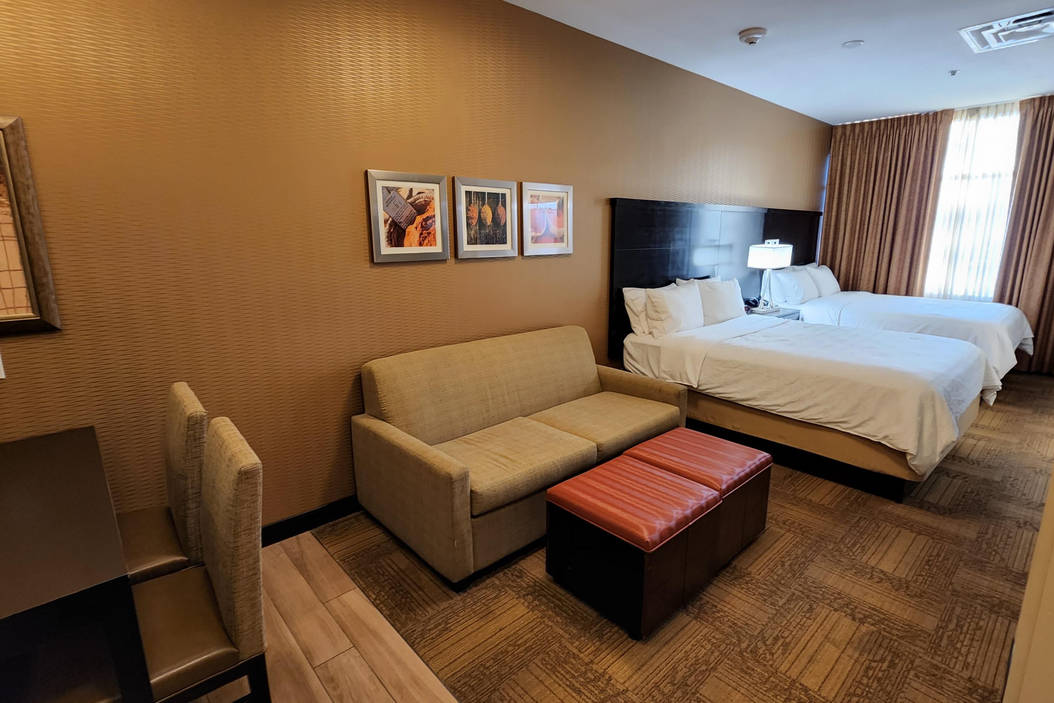 Our family friendly Double Queen Studio Suites with pullout sofa beds are the perfect choice for families. 