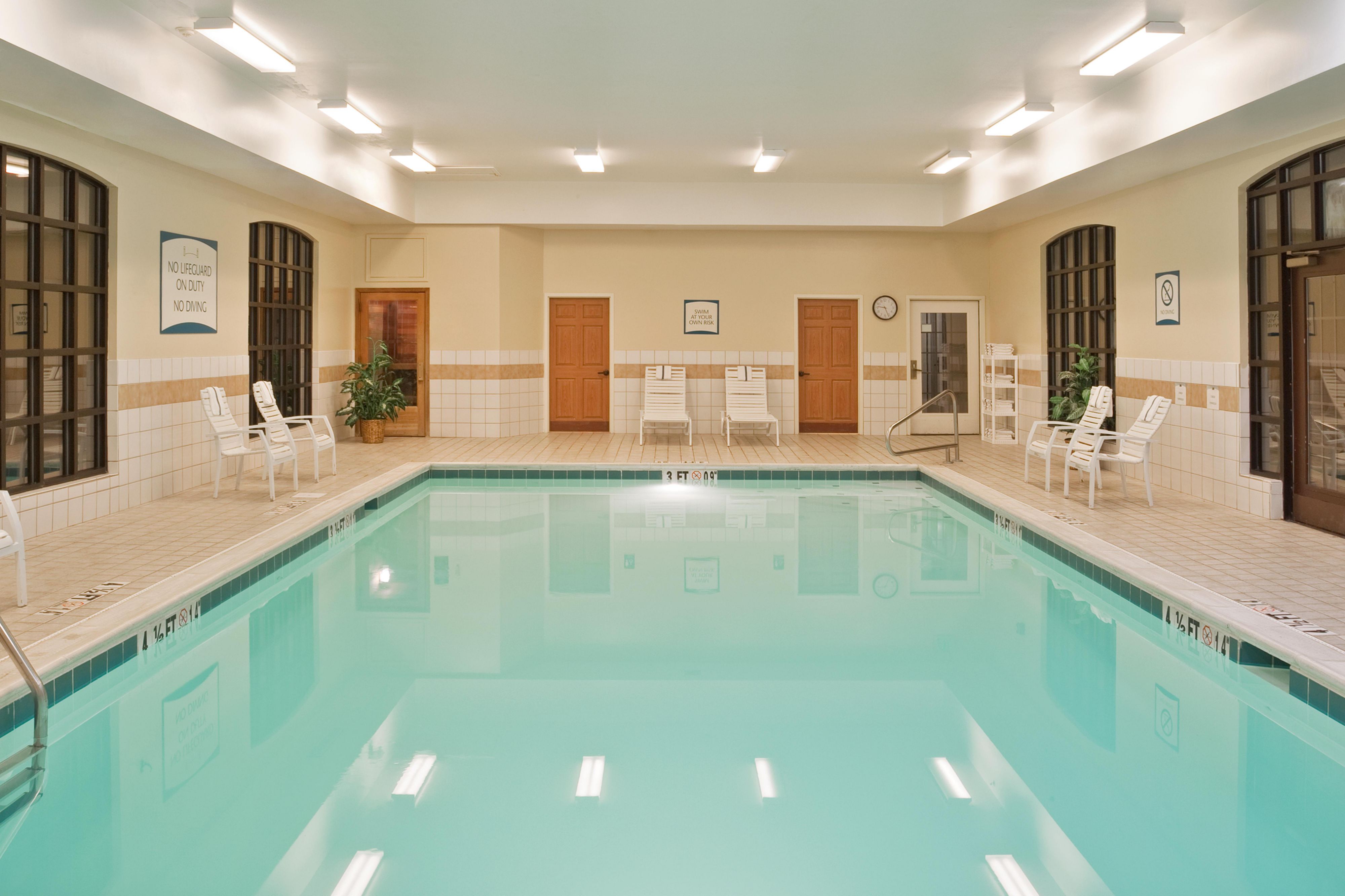 Relax the day away or swim laps for exercise in our indoor pool. 