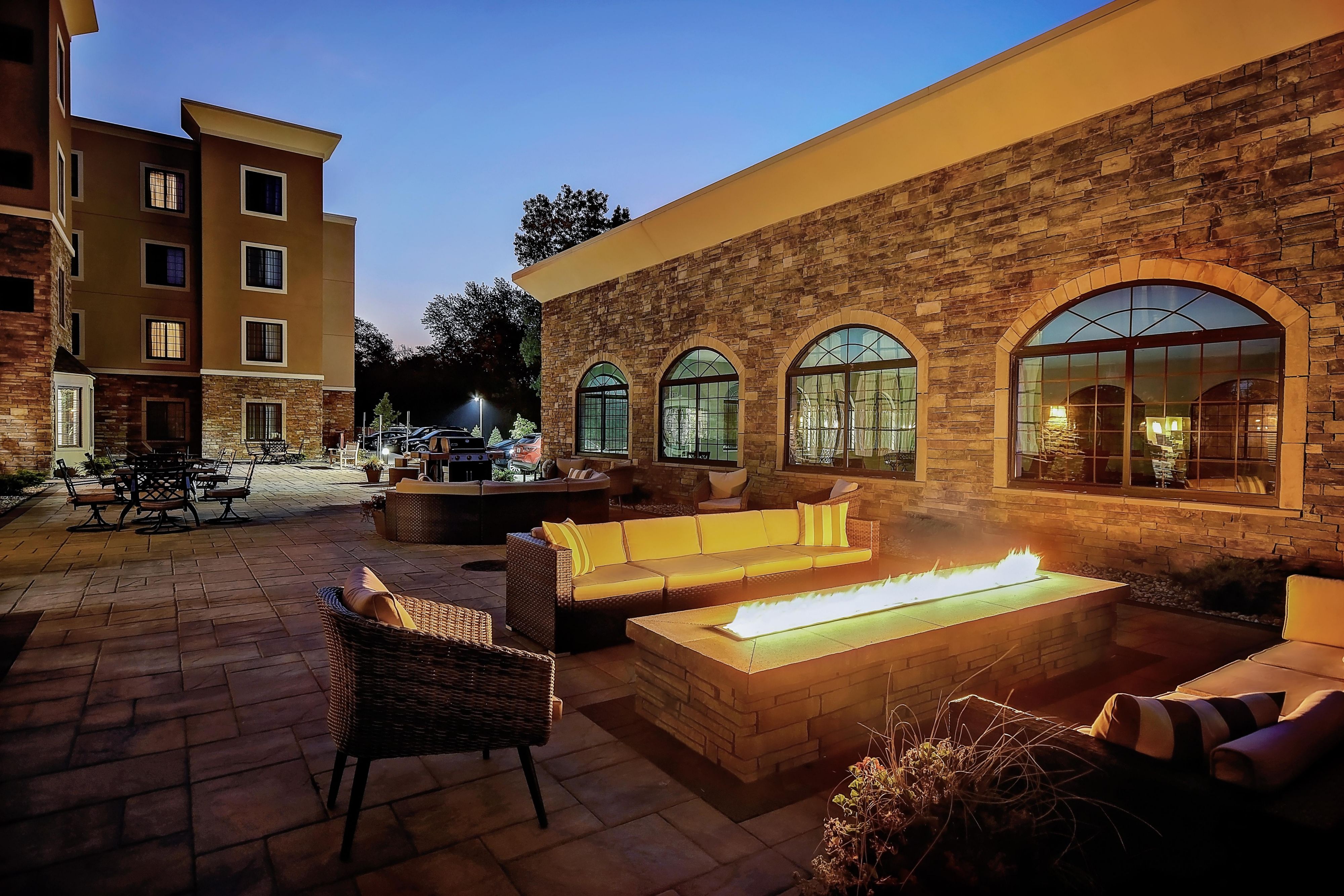 Relax after a long day by the fire, or cook your favorite meal on our available barbeques. Enjoy the night!