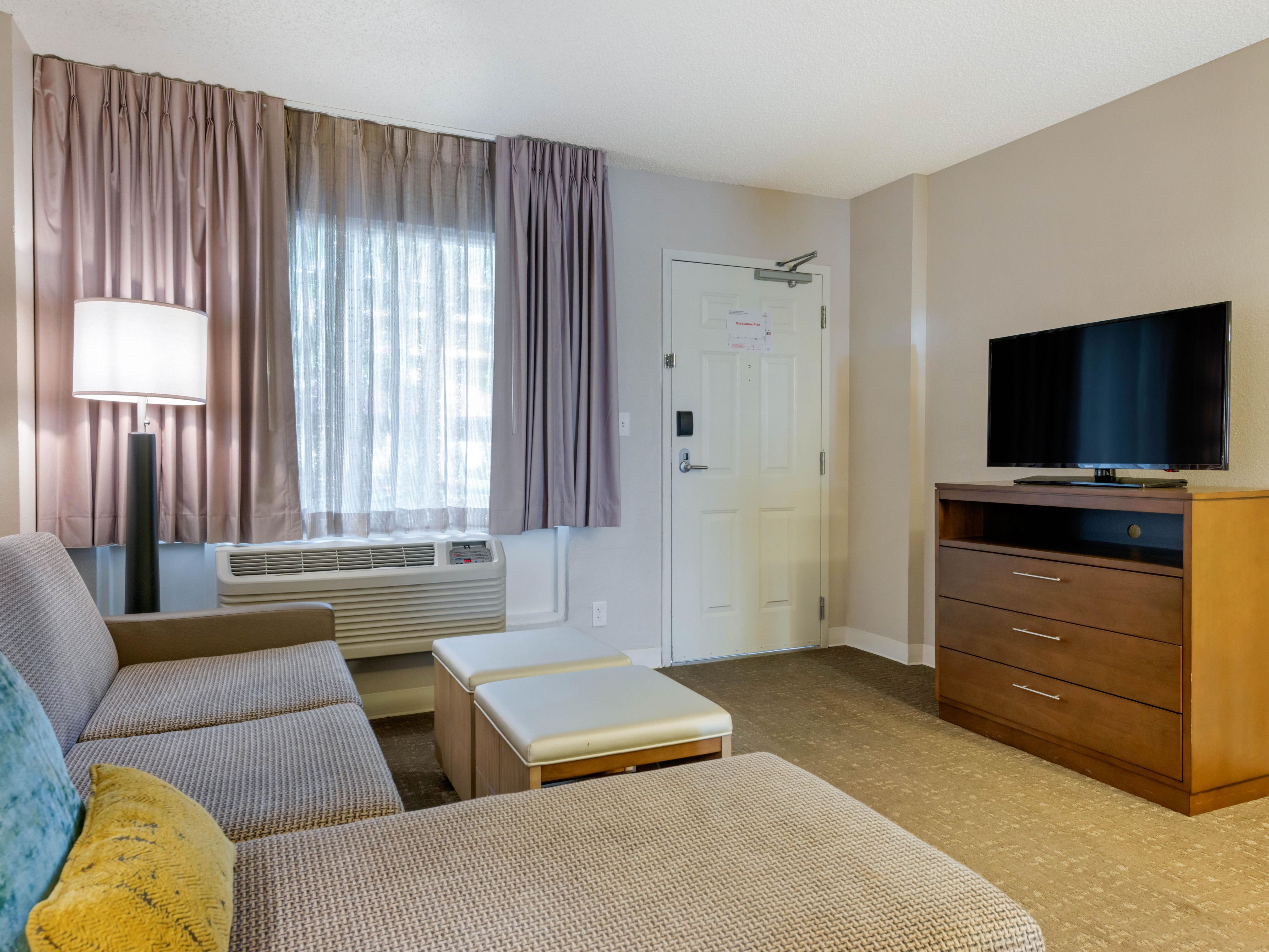 Hotel room with large living area