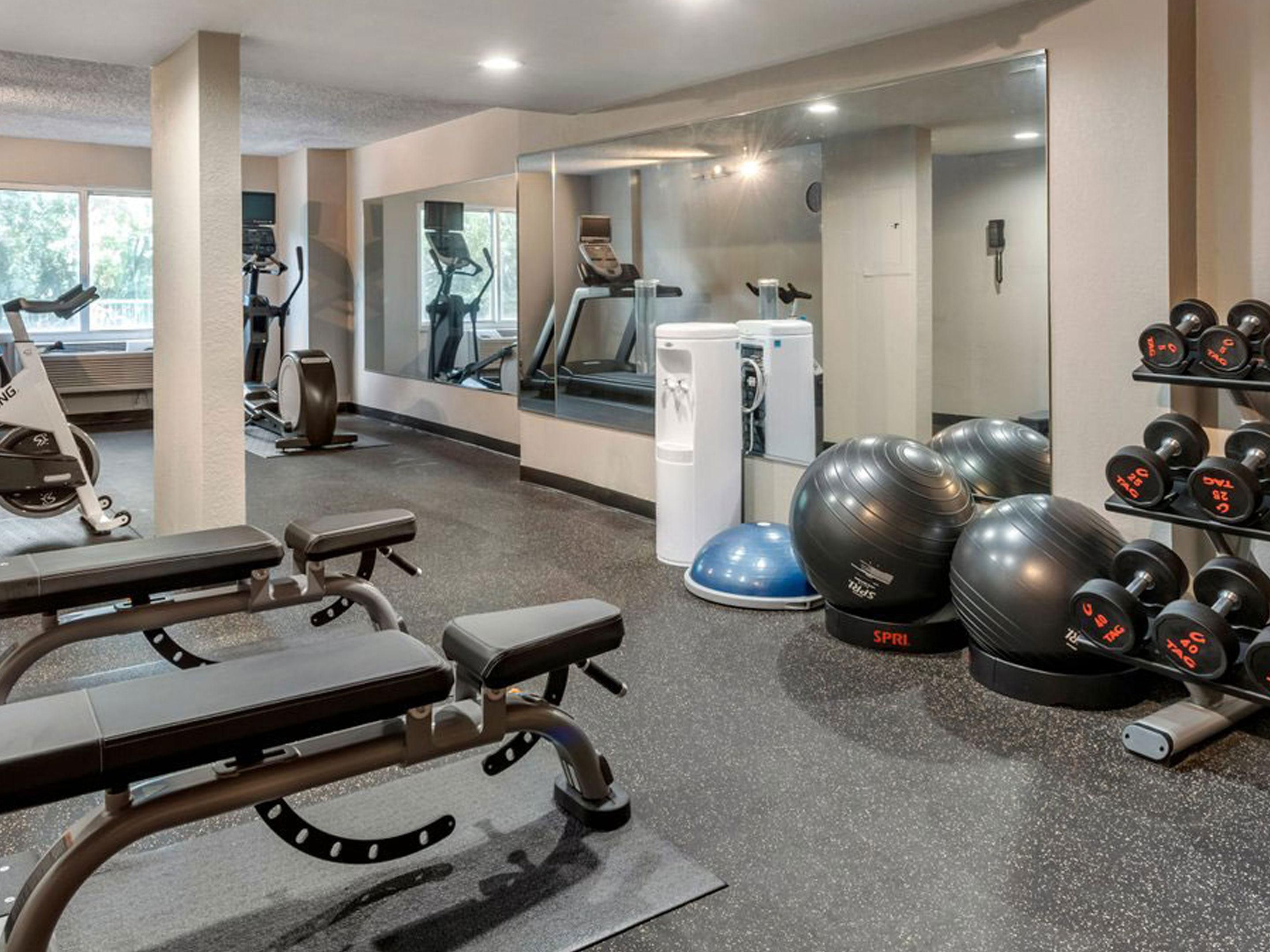 Fitness center with free weights