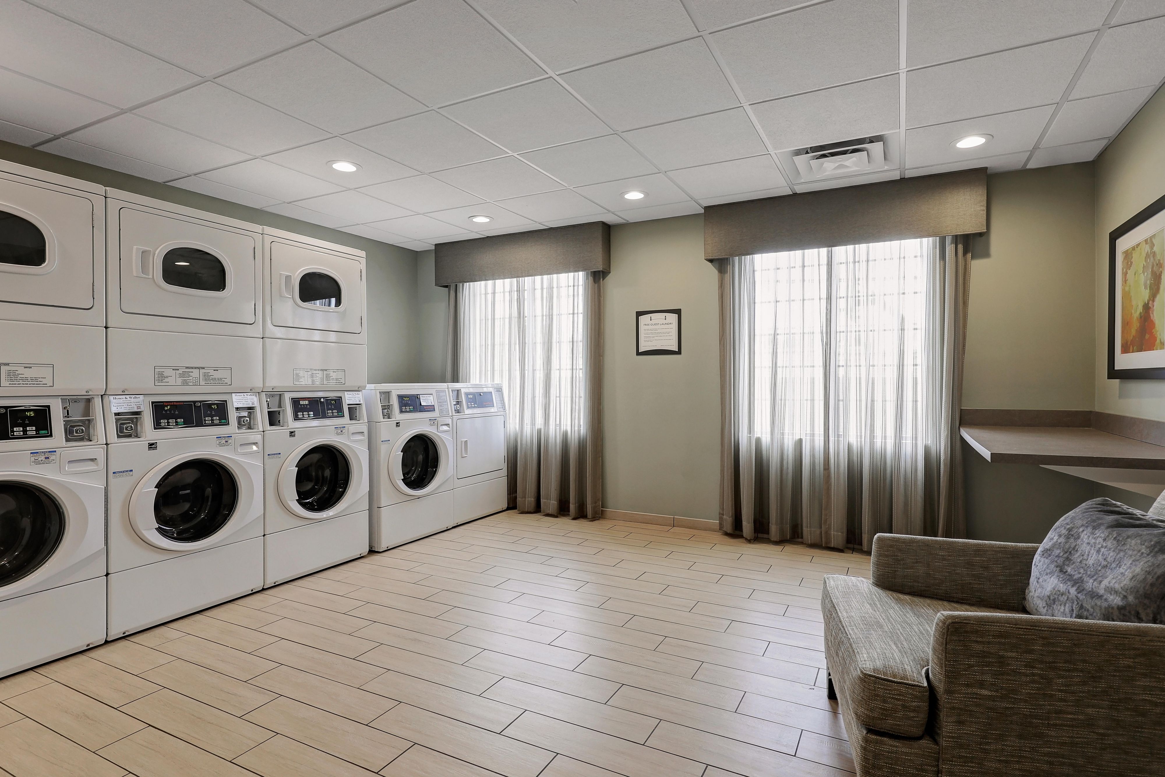 If you're on the road traveling for a short or long-term stay, you'll find our complimentary on-site laundry facilities quite helpful!