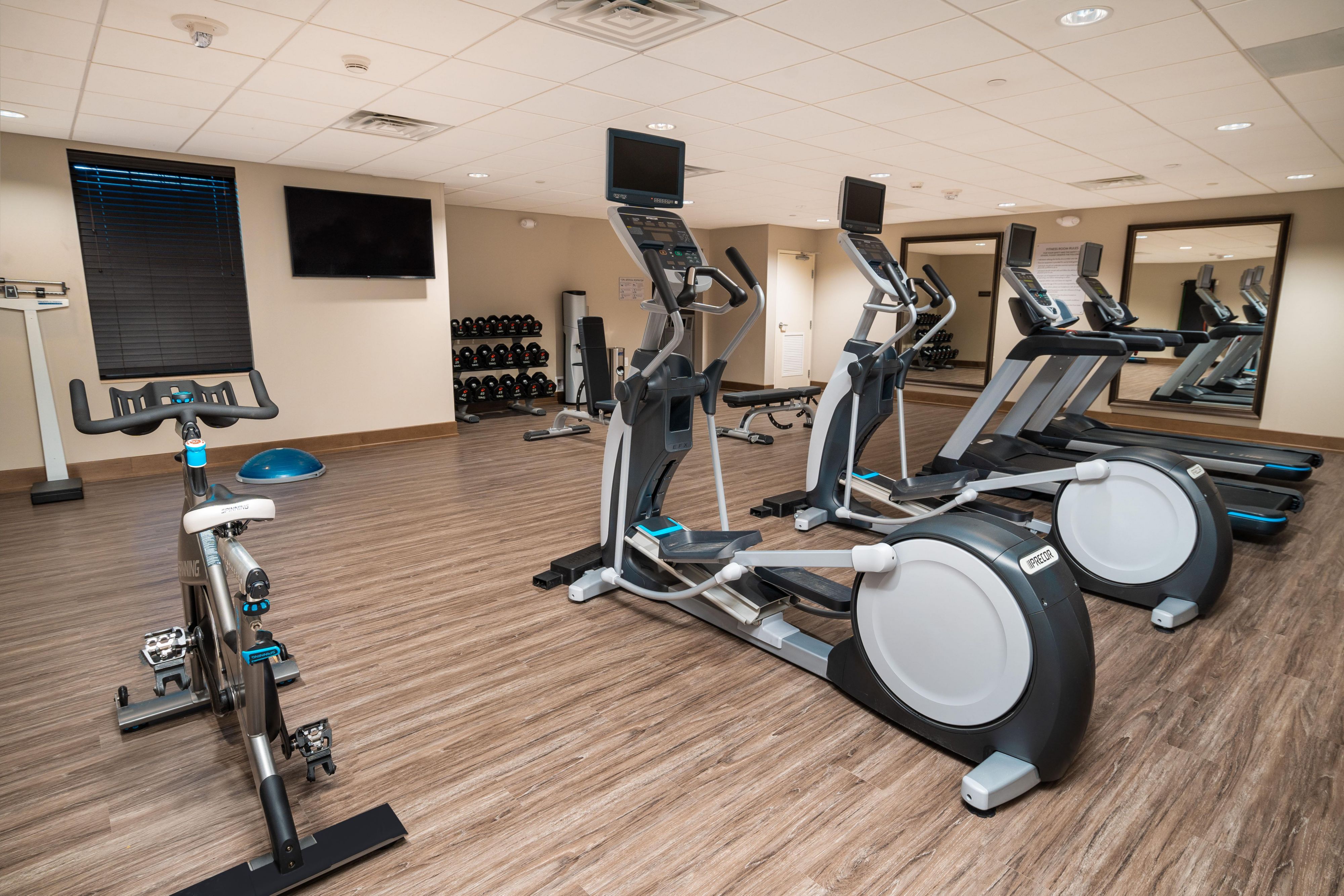 Break a sweat and turbocharge in our upscale modern fitness center with state-of-the-art strength training equipment, cardio machines and free weights.