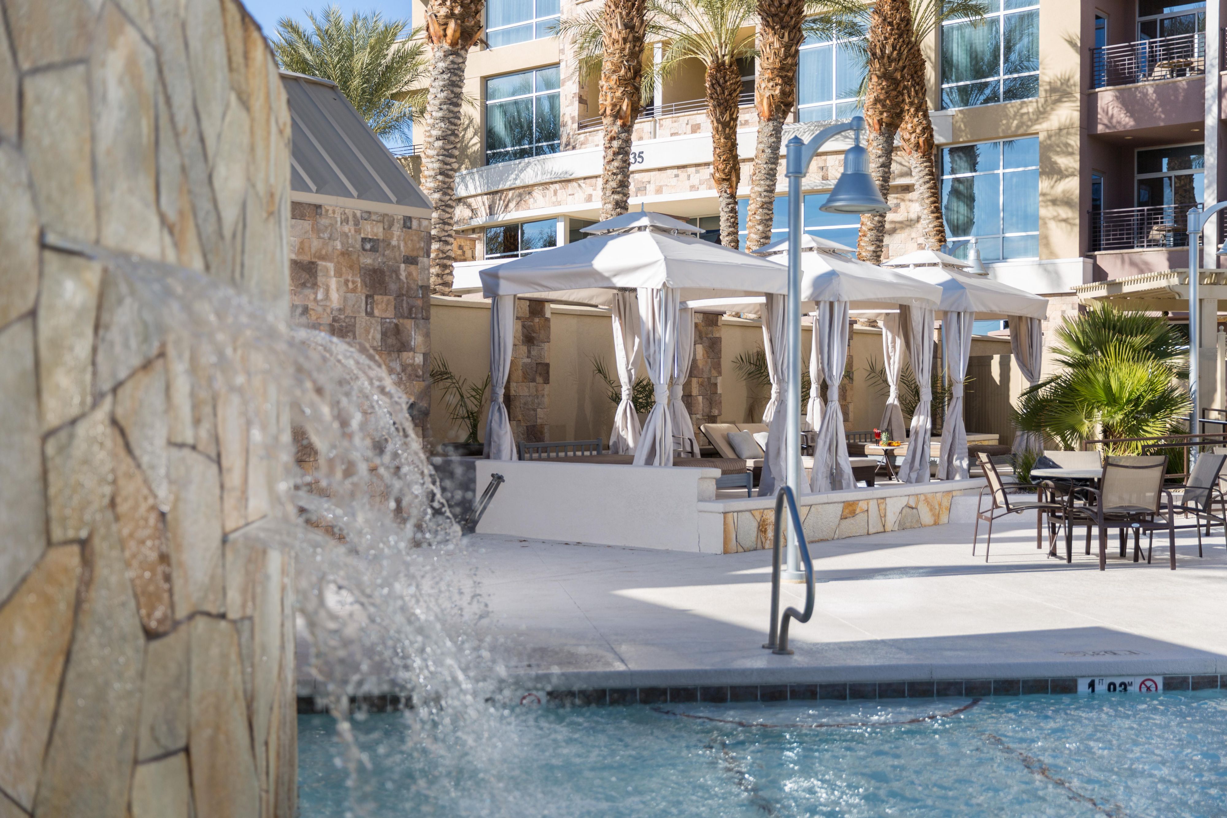  The Staybridge Suites Las Vegas  offers  resort style  outdoor heated pool  with two hut tubs. Our  cabana area provides  upscale relaxation.