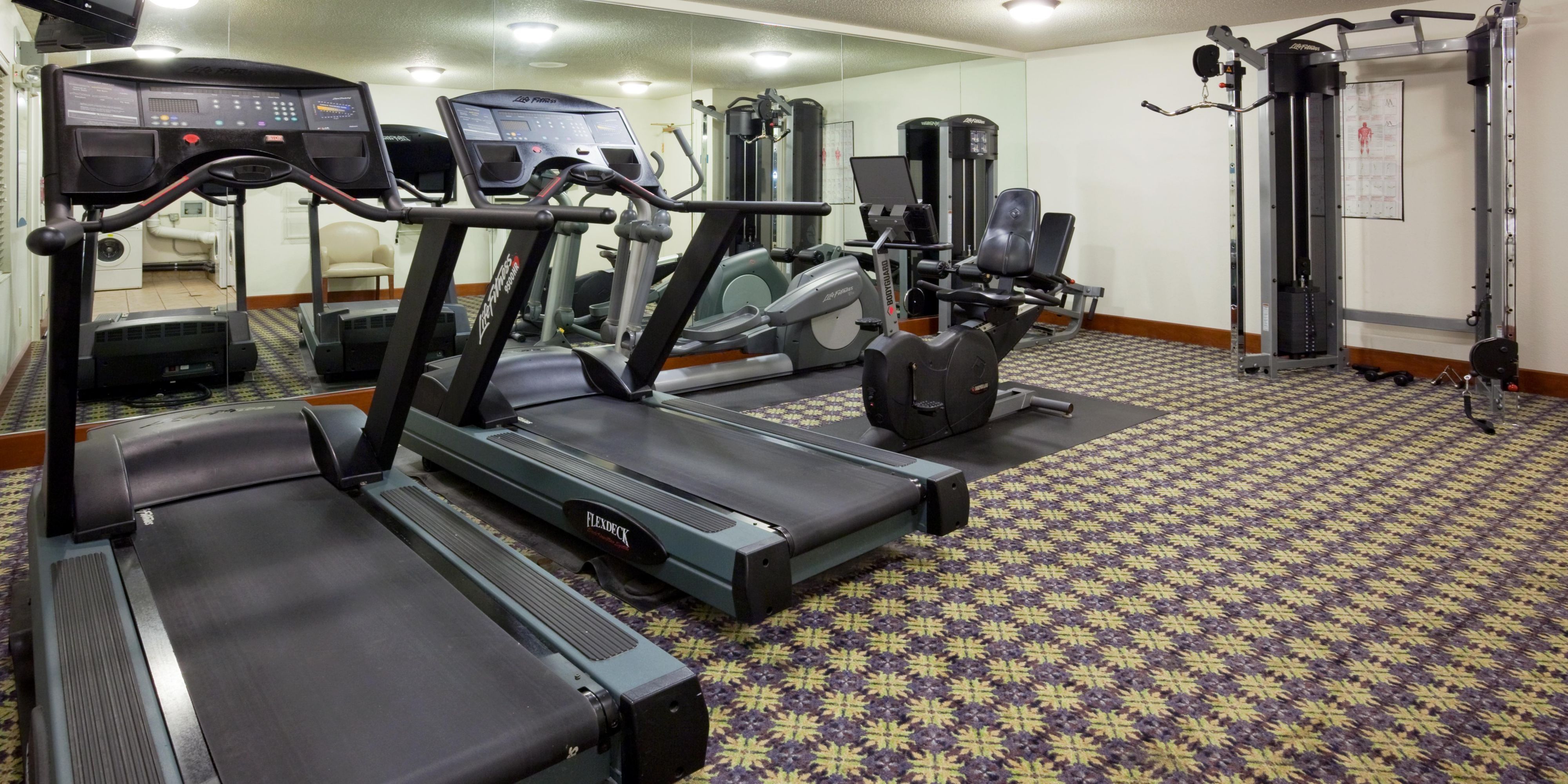 Our fitness center is open 24-hours a day.