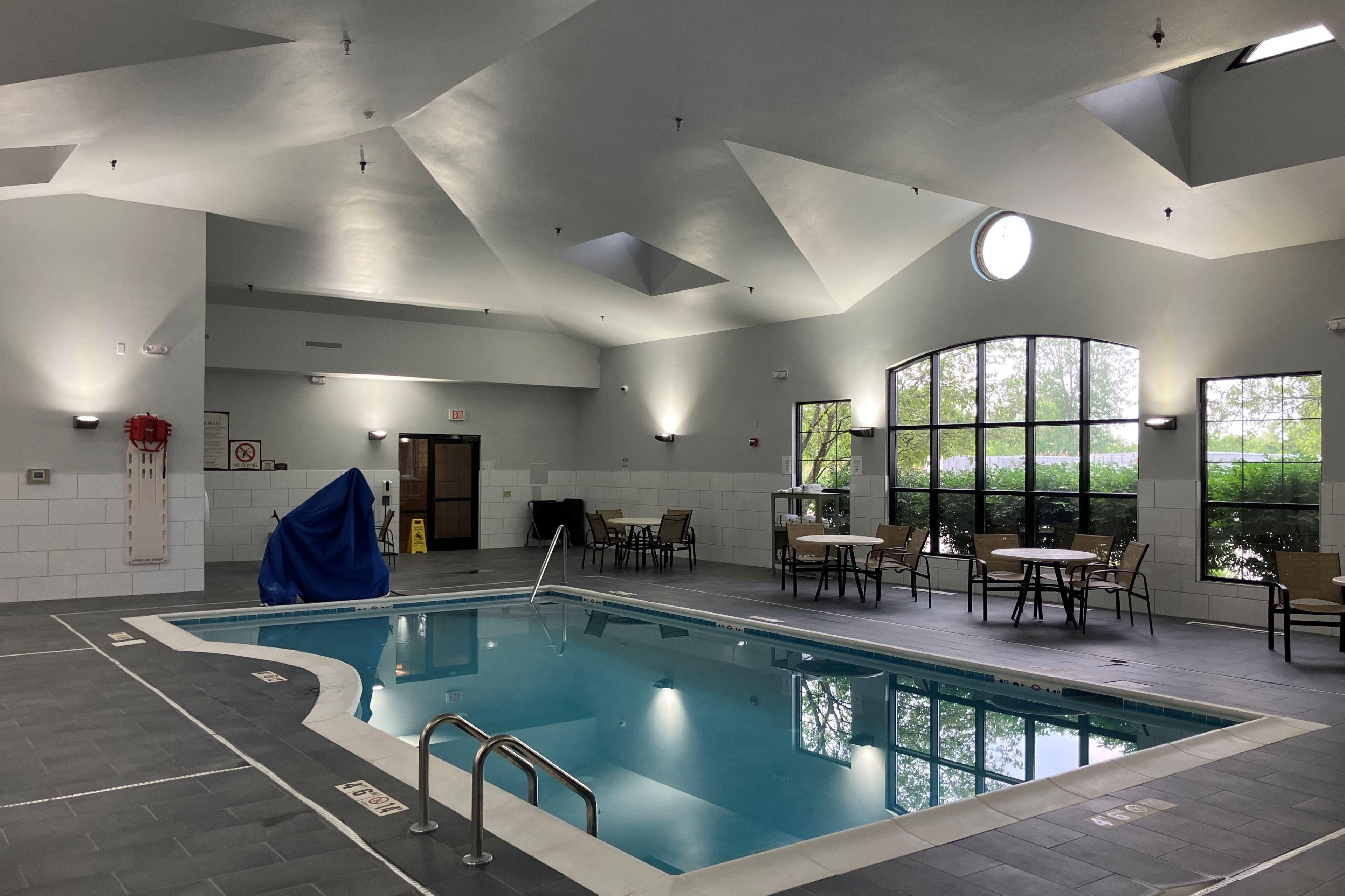 Swim a few laps in the morning or dive in after a day of business meetings or sightseeing. Relax at our indoor heated pool with lounge chairs, tables, and towels.