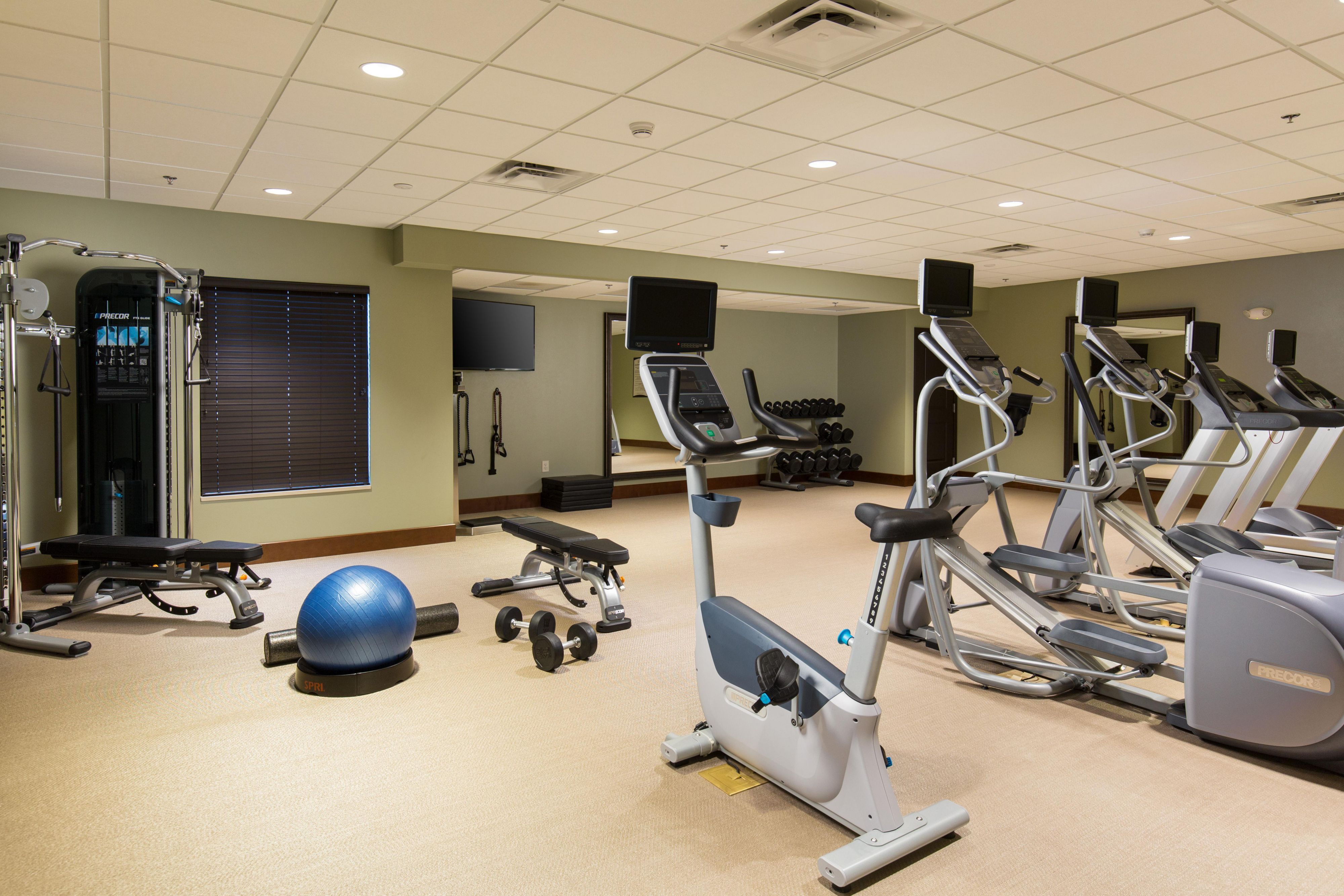 Turbocharge your energy in our modern fitness center with state-of-the-art strength training equipment, yoga balls and cardio machines