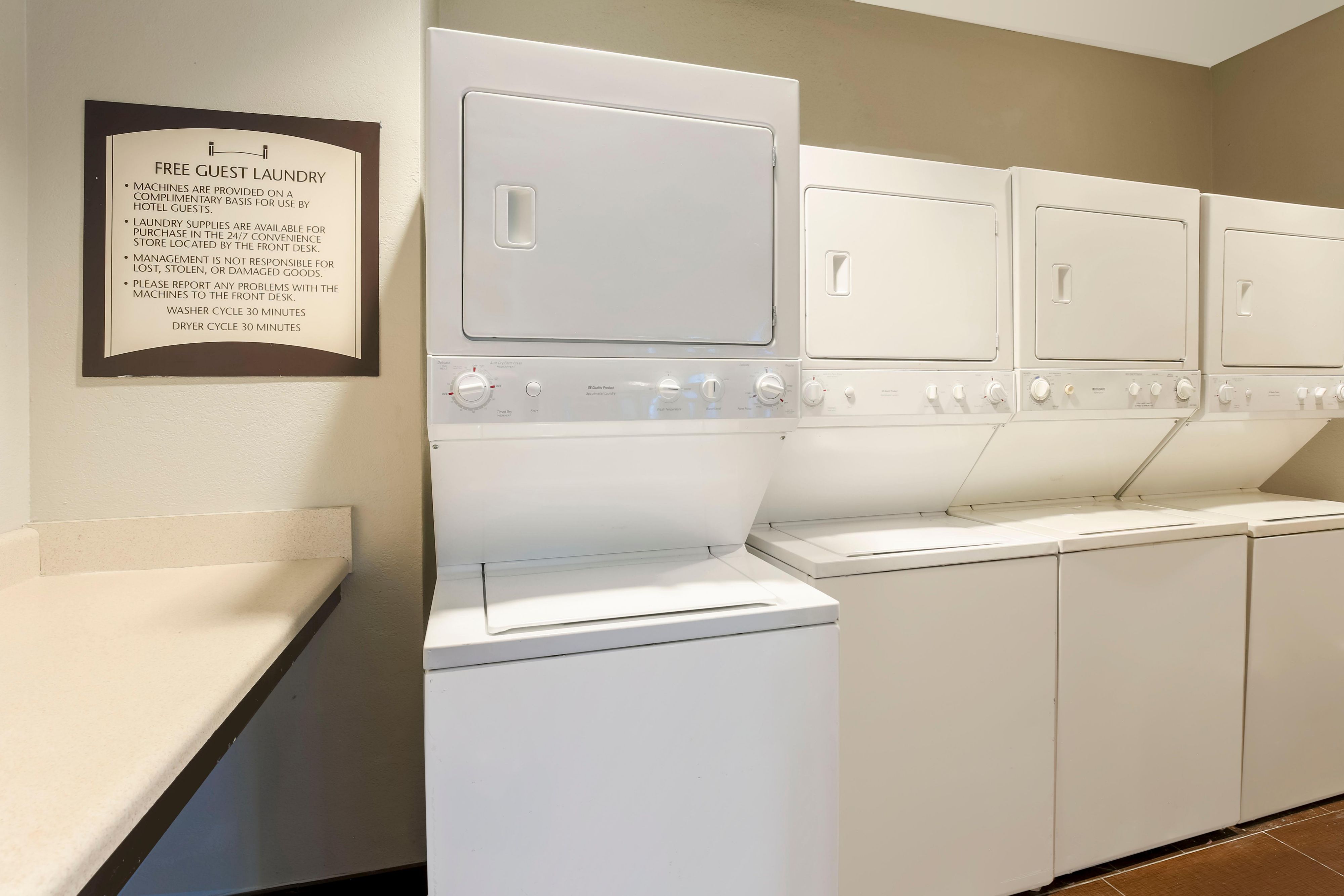24 hour laundry facility, complimentary for our guests.