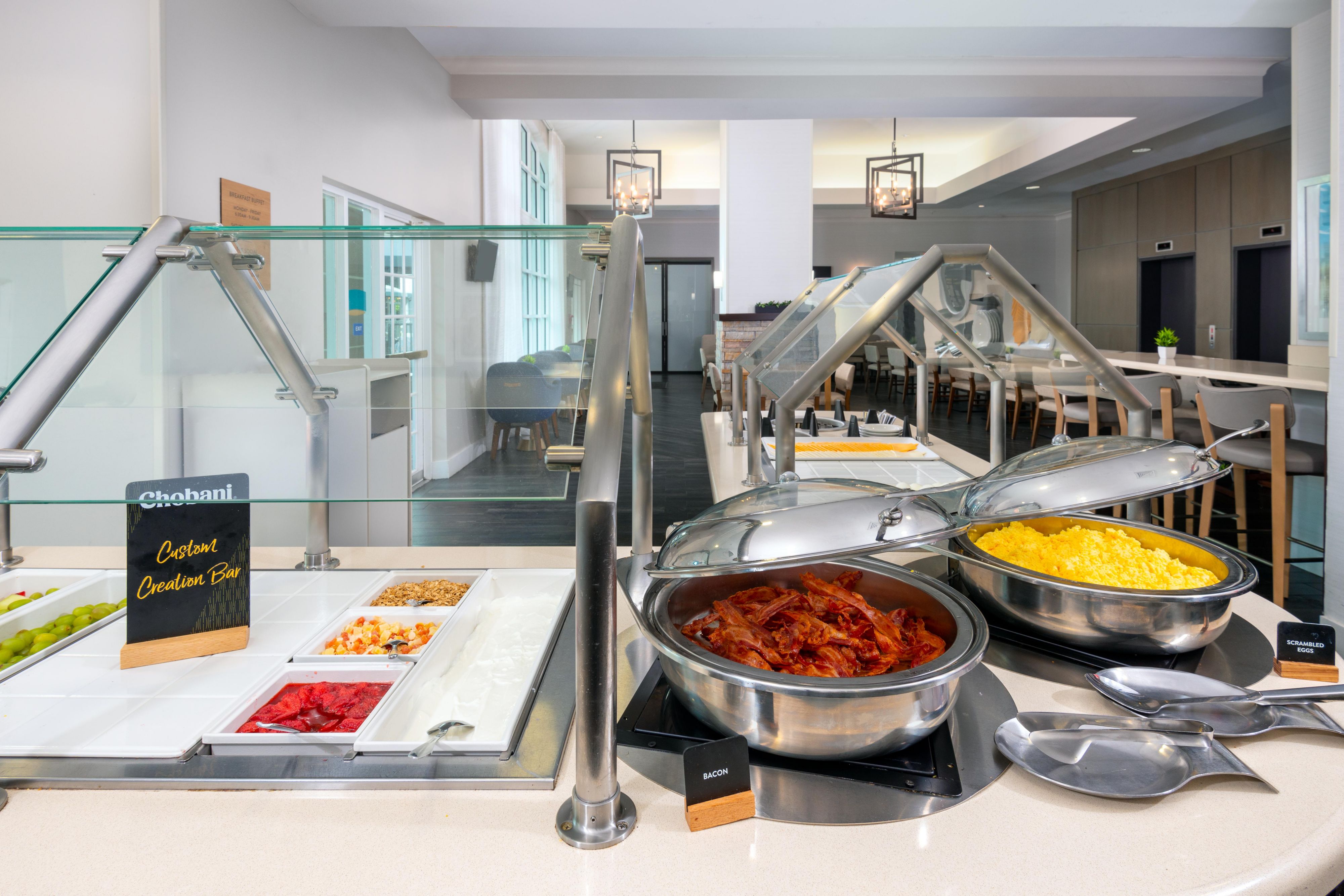 Our hotel is offering a hot breakfast bar daily and includes a variety of hot and continental breakfast items. 