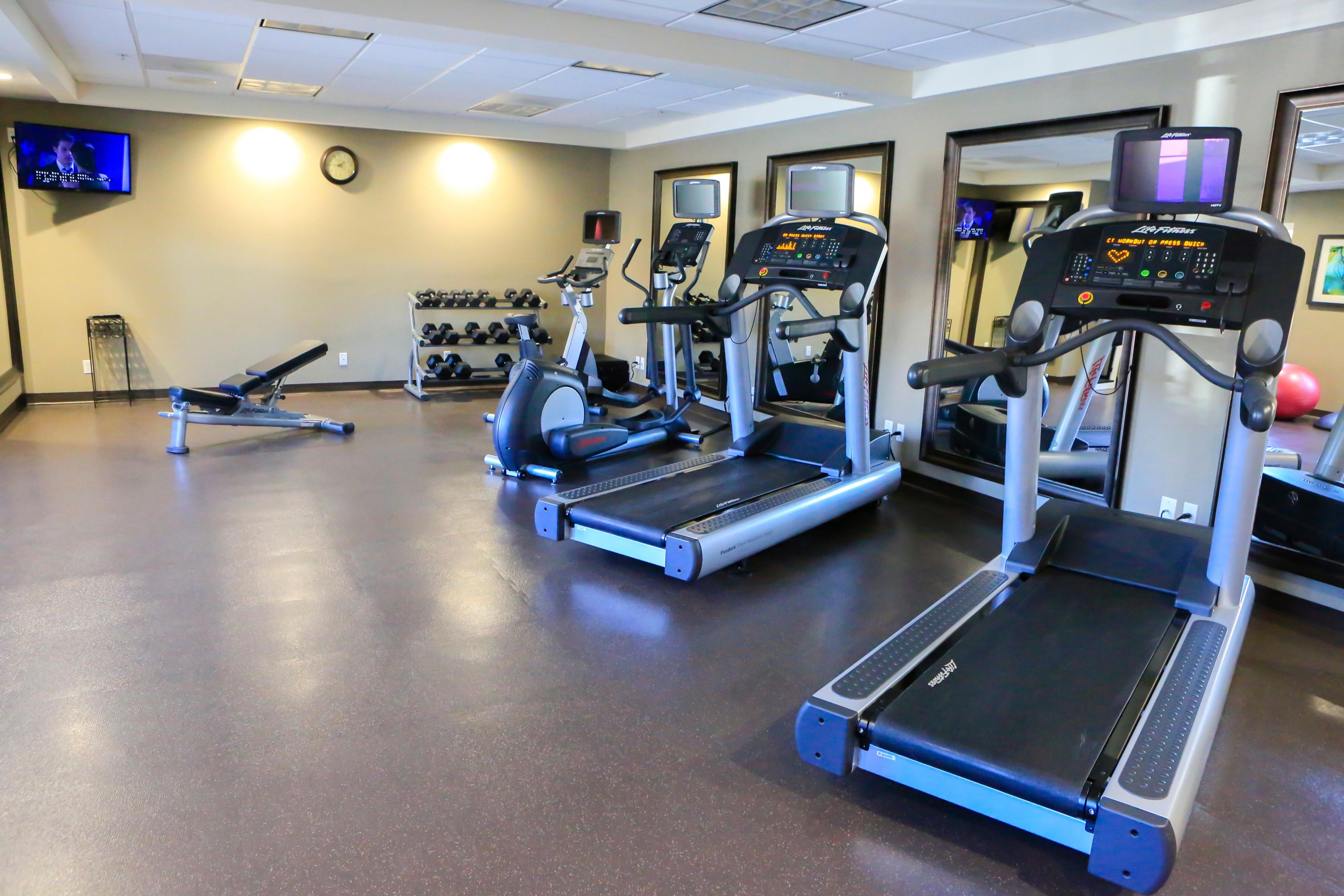 Keep to your daily workout in our fitness center.