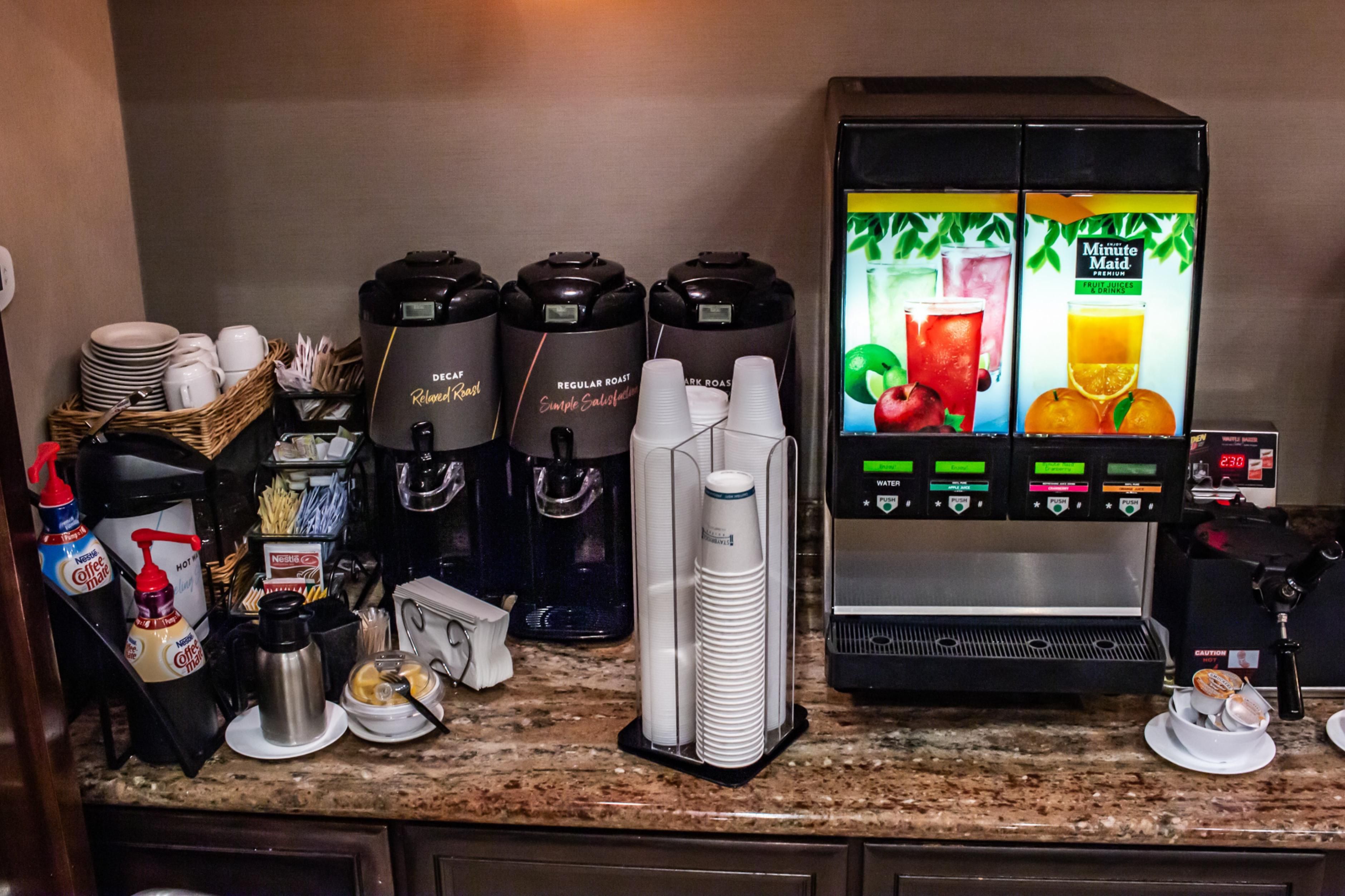 Start your day off right with our complimentary hot breakfast. Each hotel guest can enjoy breakfast at the Staybridge Suites Silicon Valley-Milpitas. Breakfast is served Monday - Friday 6:30am to 9:30am and Saturday & Sunday 7:30am - 10:30am.   