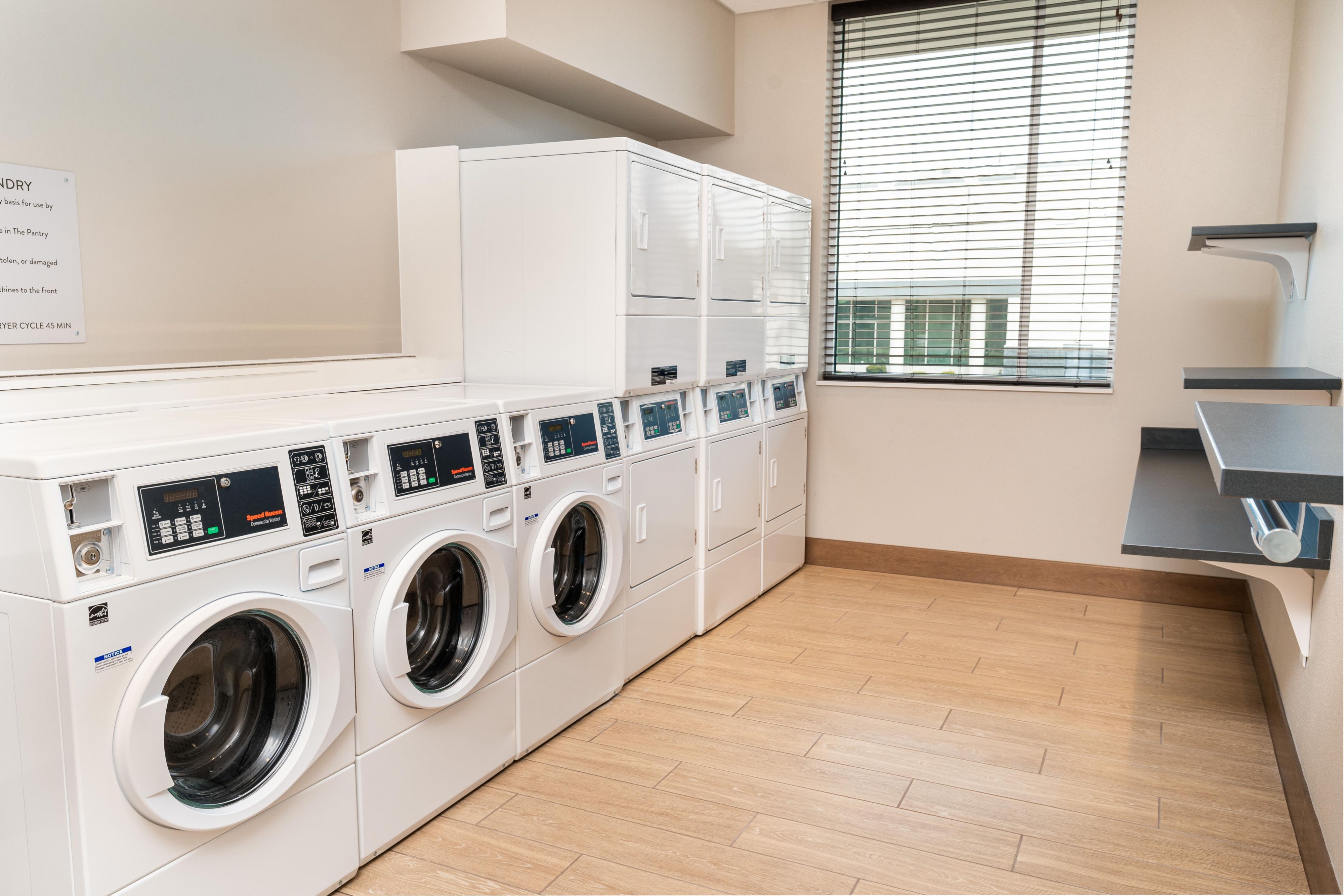 Free on-site guest self-laundry facility. We also offer dry cleaning/laundry same day services.