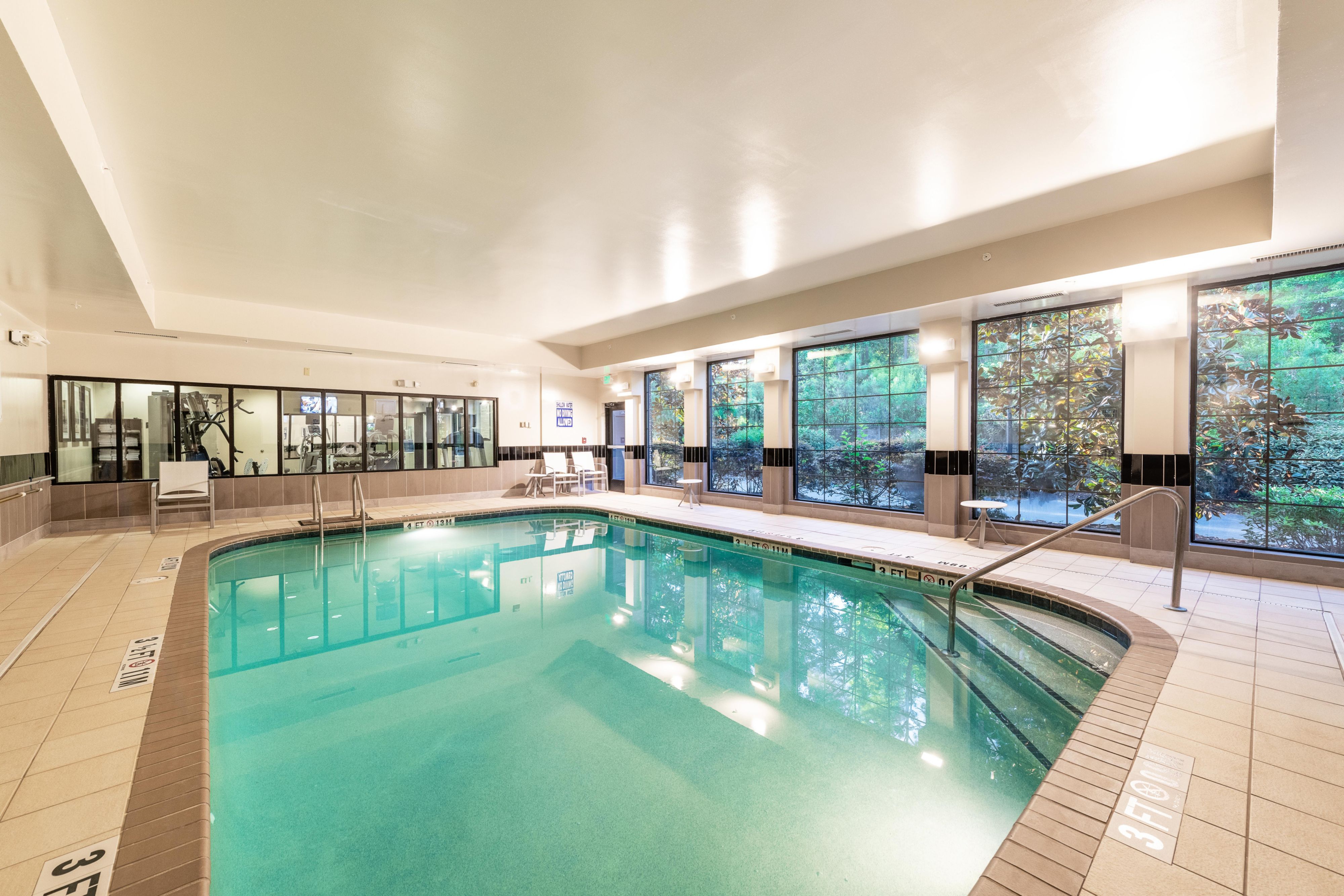 Our indoor pool is heated and open all year.
