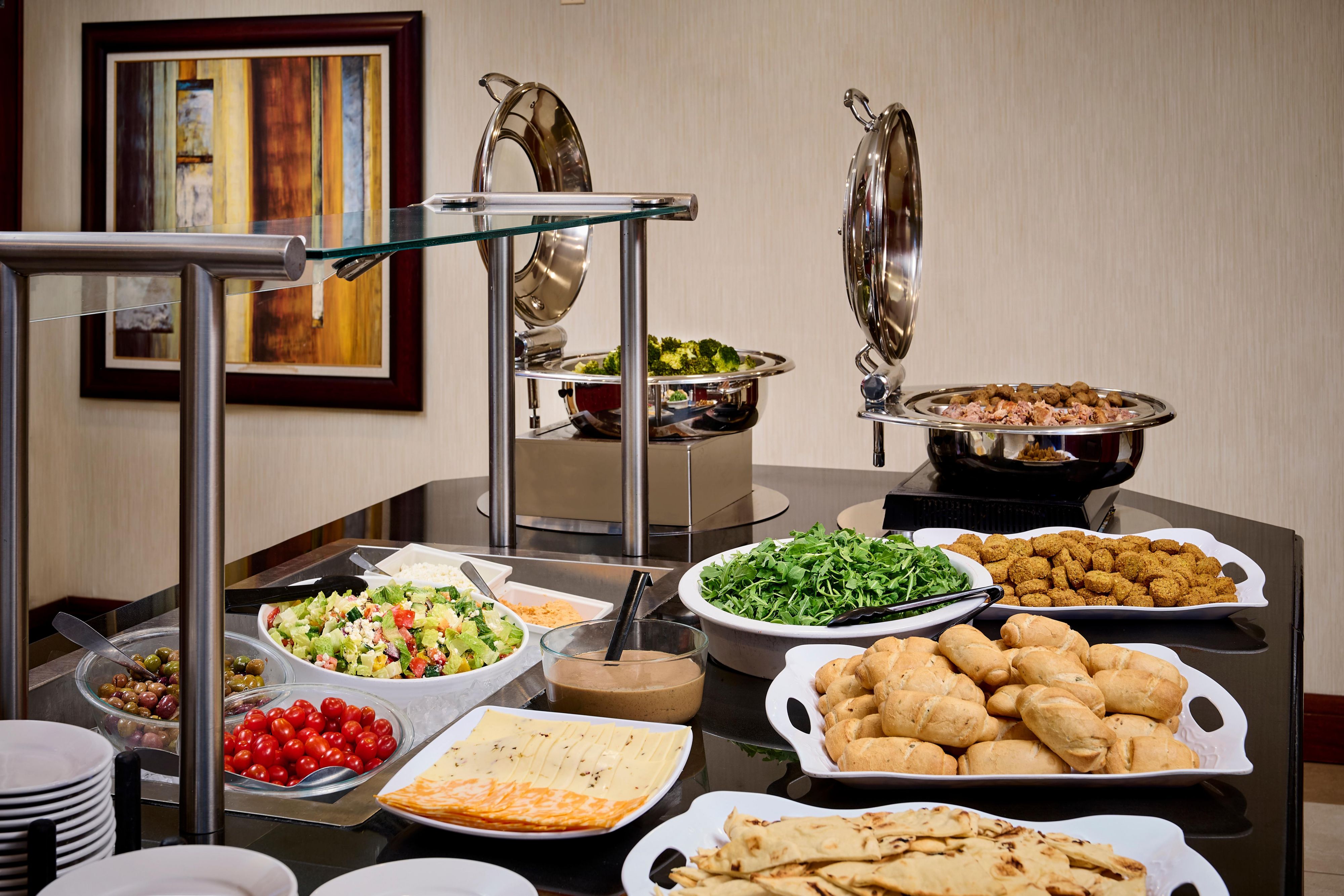 Monday through Wednesday, we invite our guests to join us for a complimentary evening dinner buffet to enjoy & unwind from a long day.  