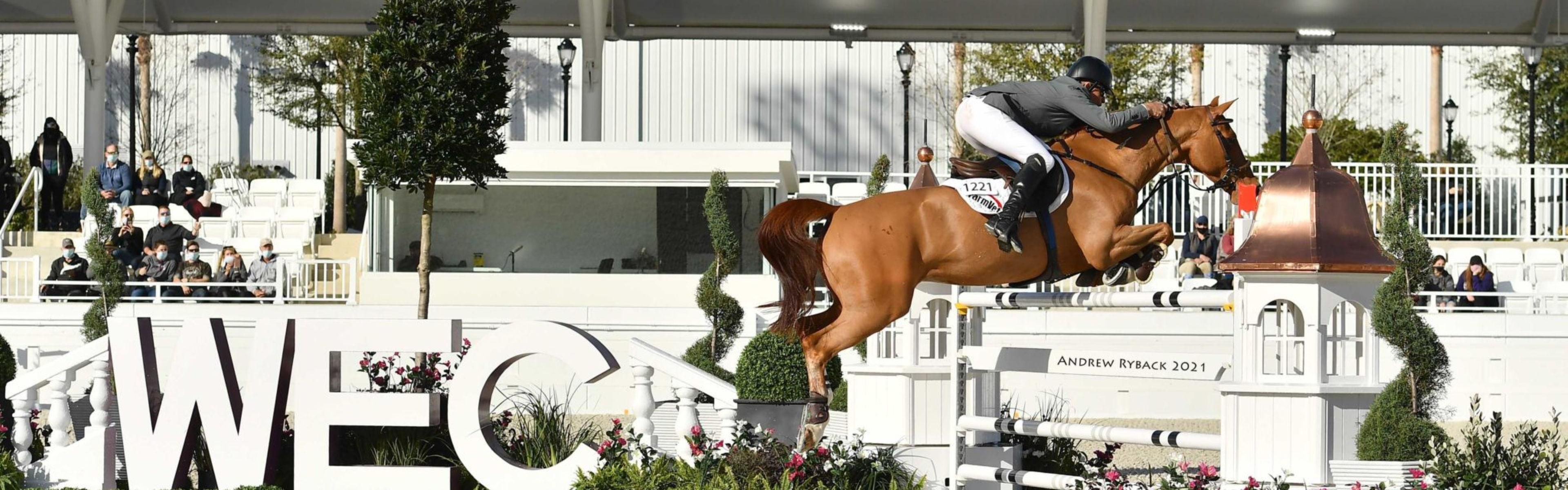 Rider jumping a horse at World Equestrian Center