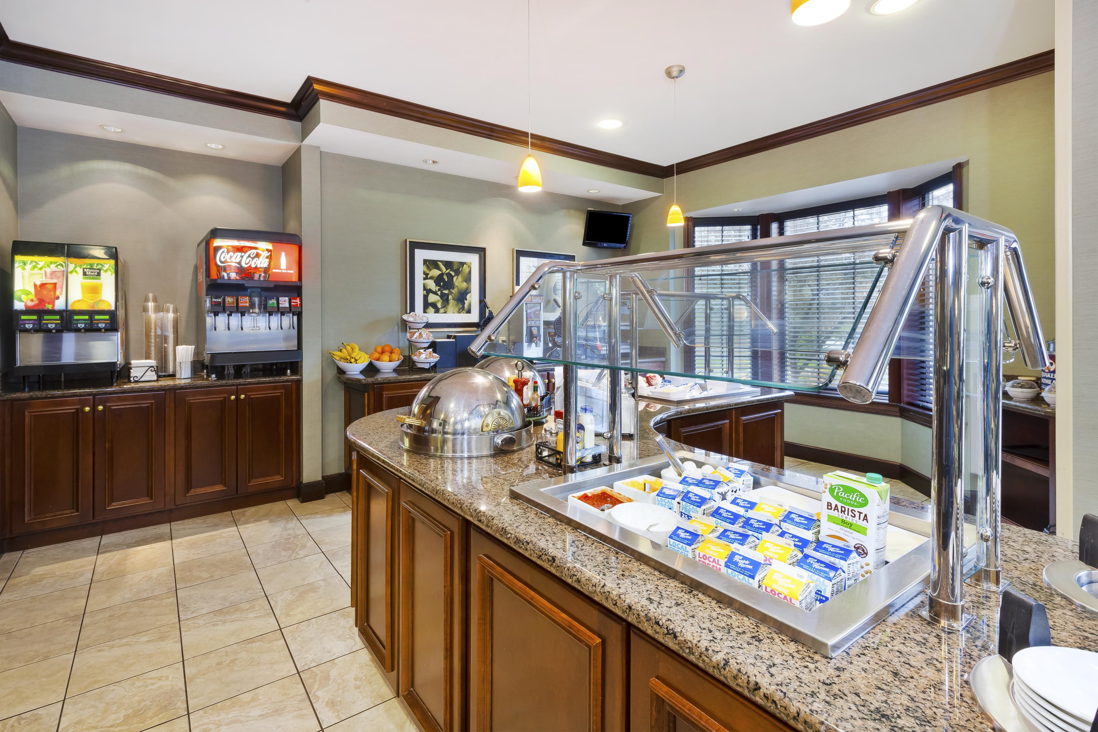 Complimentary breakfast every morning from 6:00-9:00am Monday through Friday, 7:30-10:30am Saturday and Sunday.