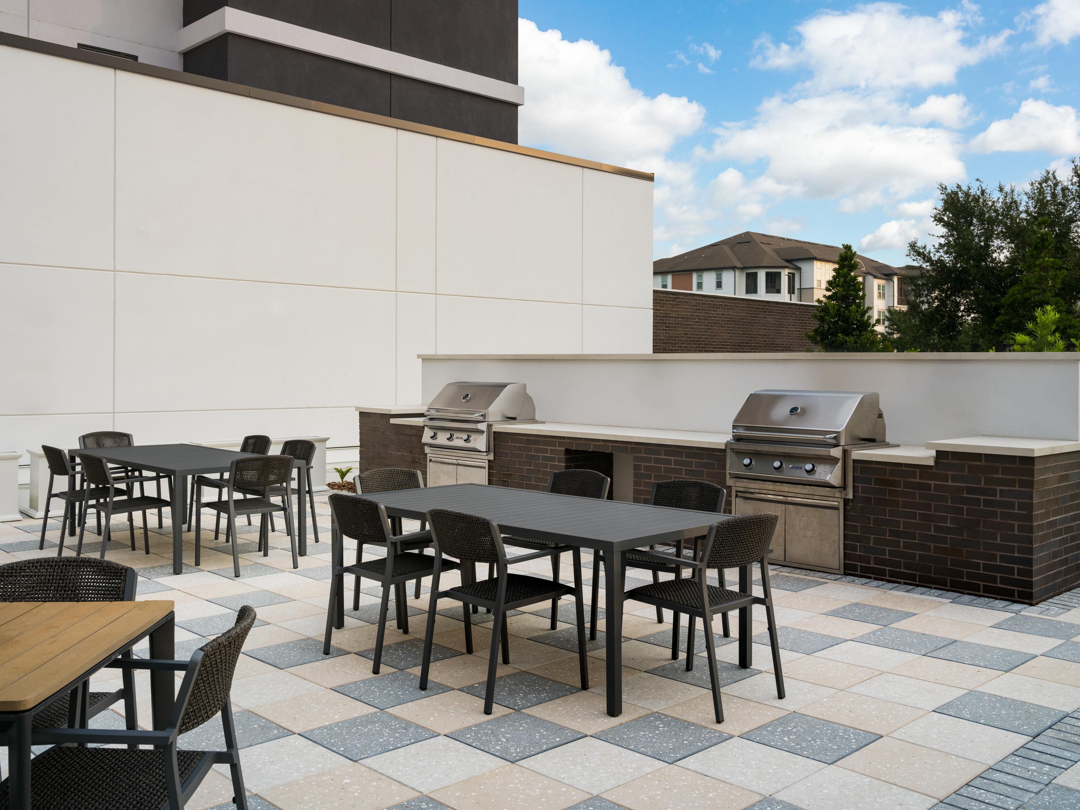 Outdoor courtyard grilling options