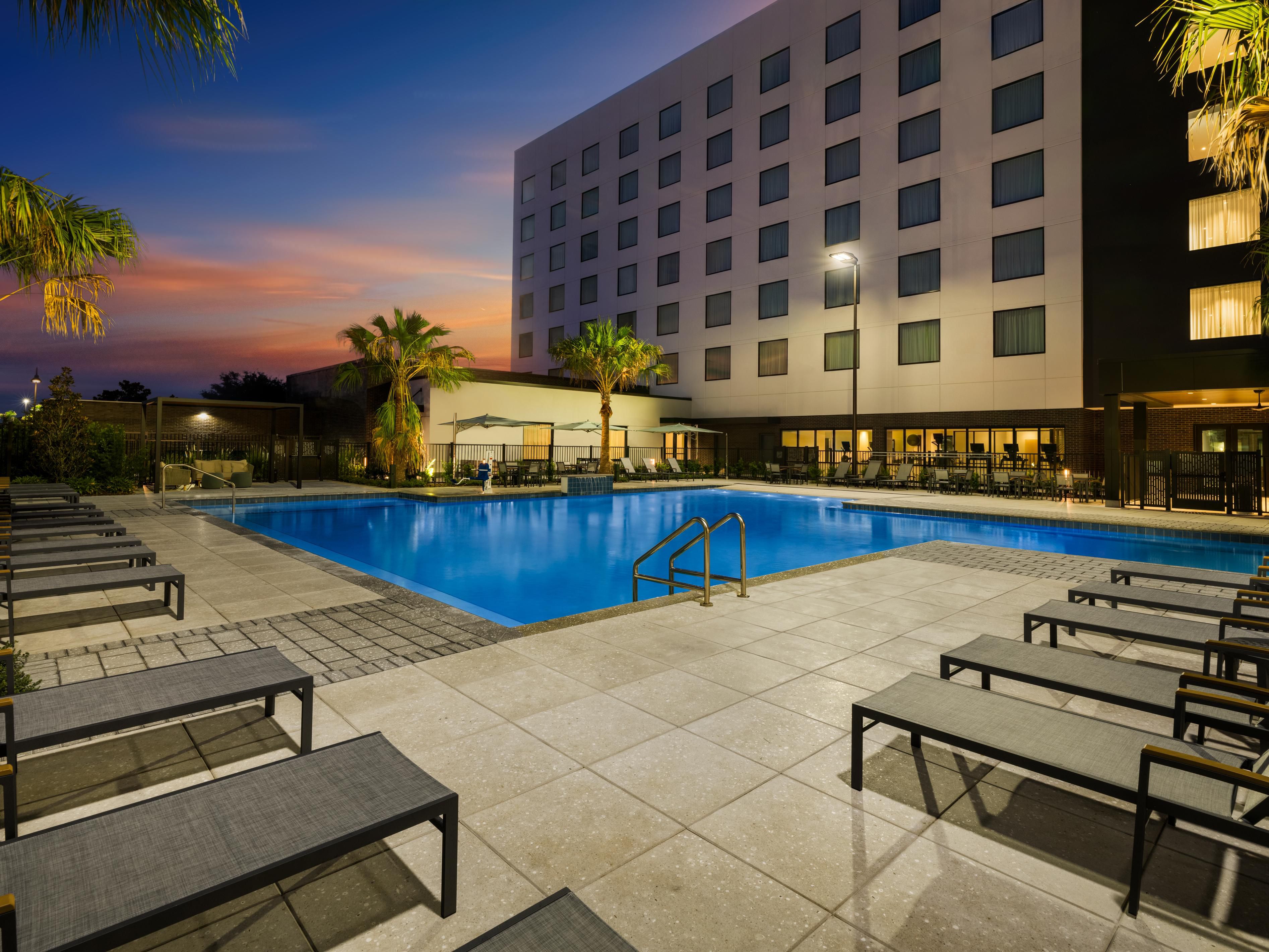 Hotel courtyard with pool
