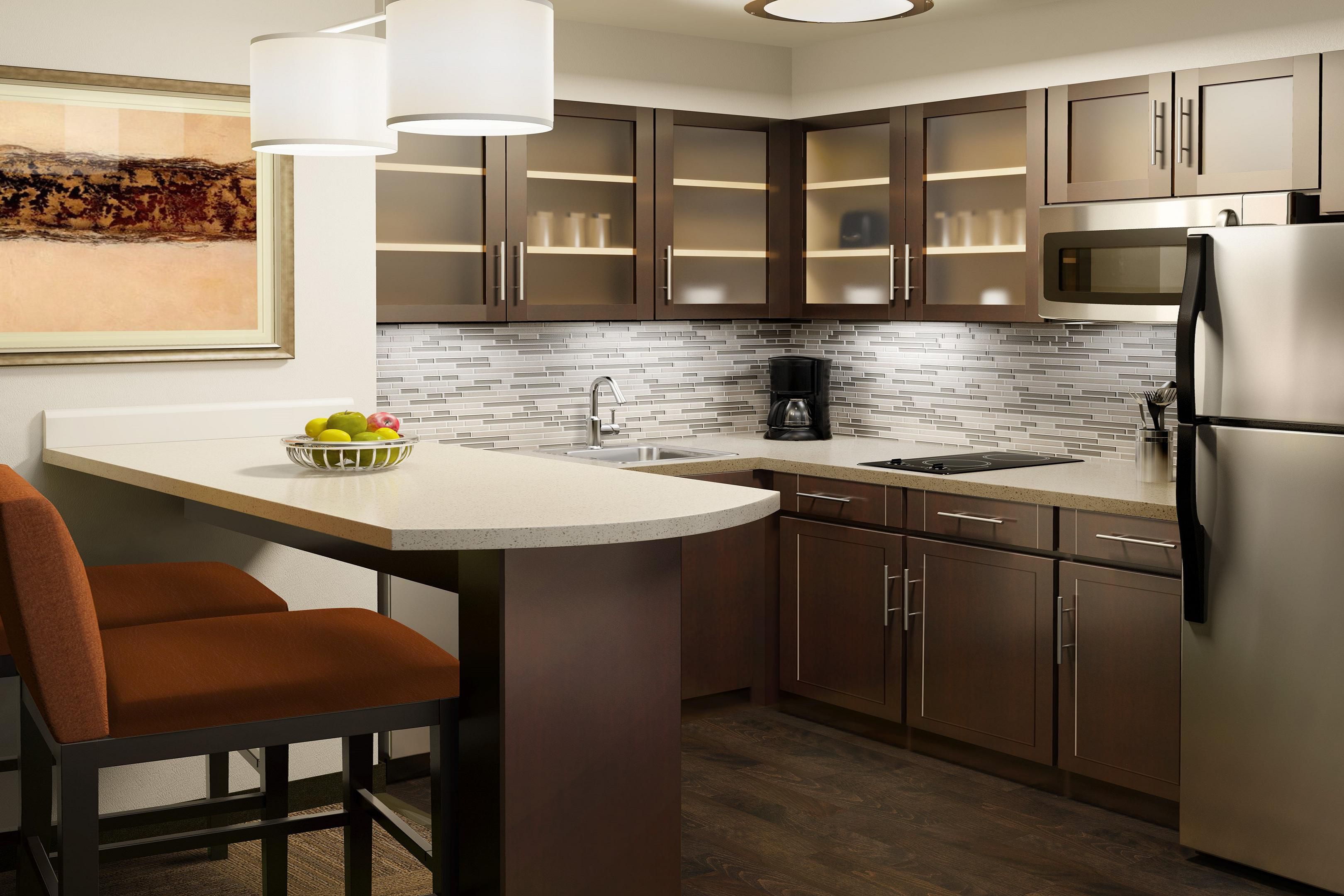 Flexibility to cook what you want, when you want with a cooktop stove, microwave, full refrigerator, garbage disposal, coffee maker, toaster and complete with linens and utensils.