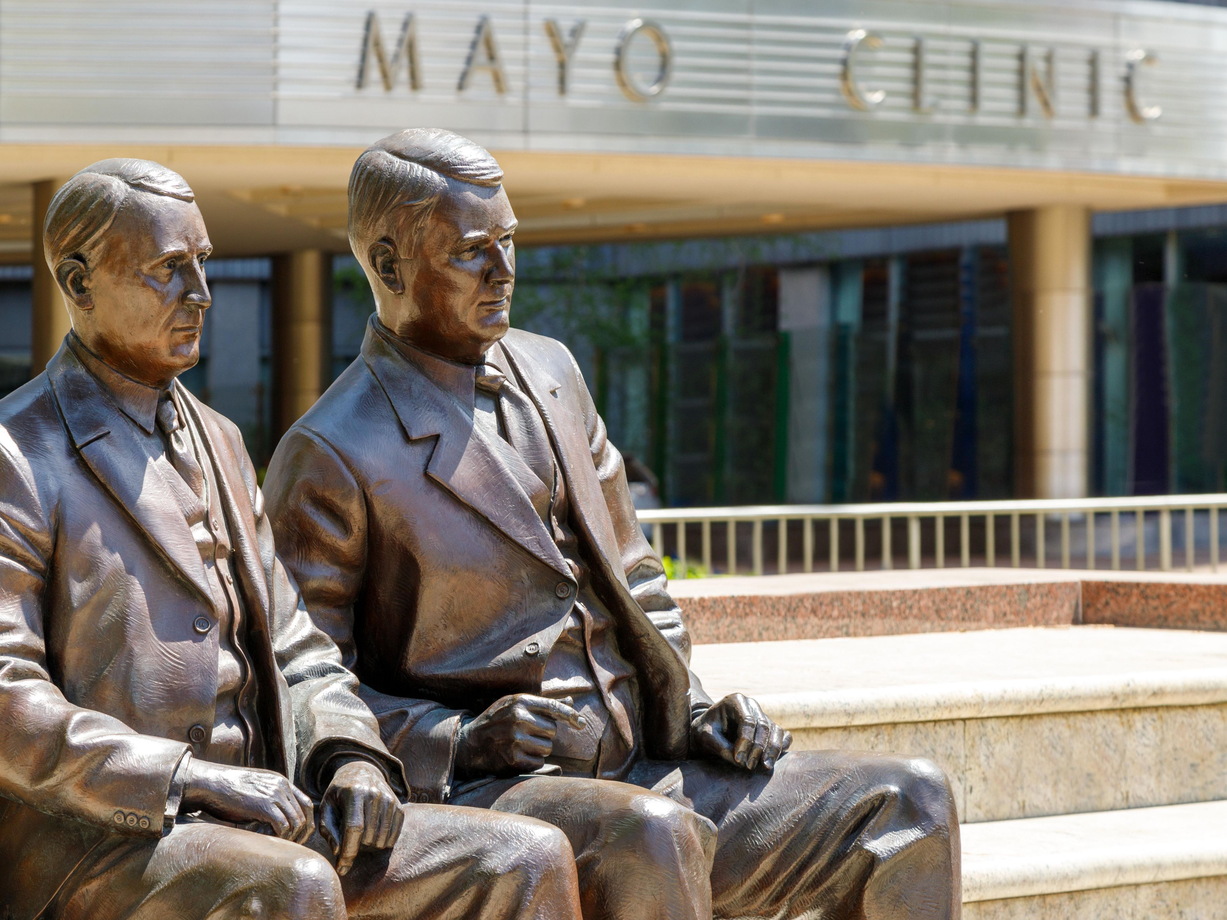 Statues outside of Mayo Clinic