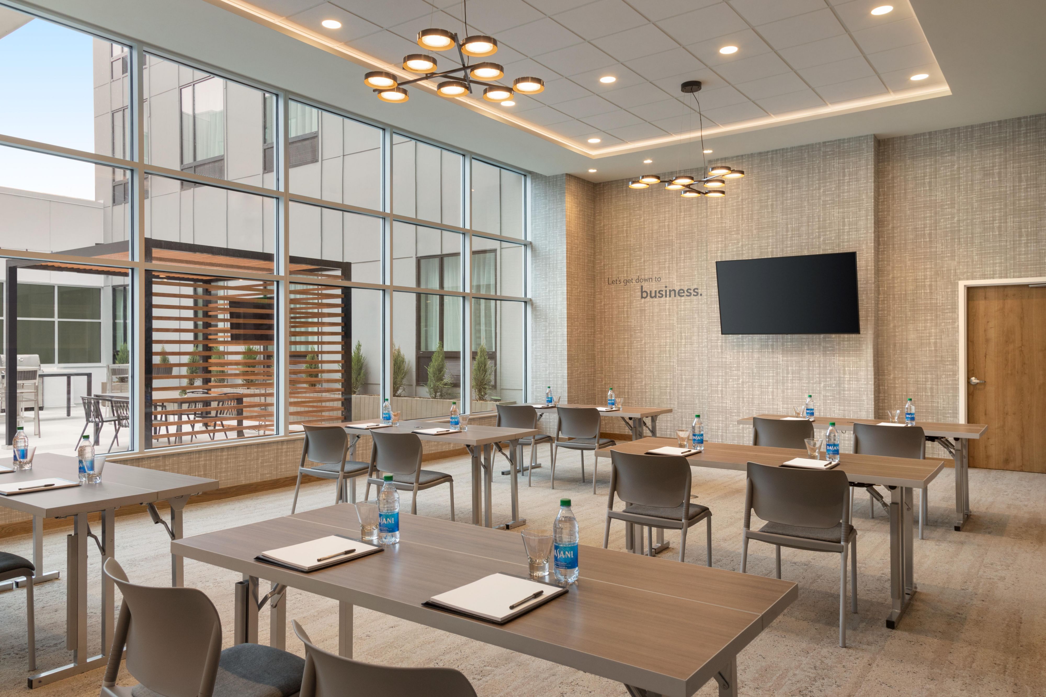 Whether you're looking to host a wedding reception in our expansive public space with a pergola, grills, and fire pit, or a business meeting in one of 1,318 square foot meeting rooms or small board rooms, we have the right space for you to accomplish your needs.