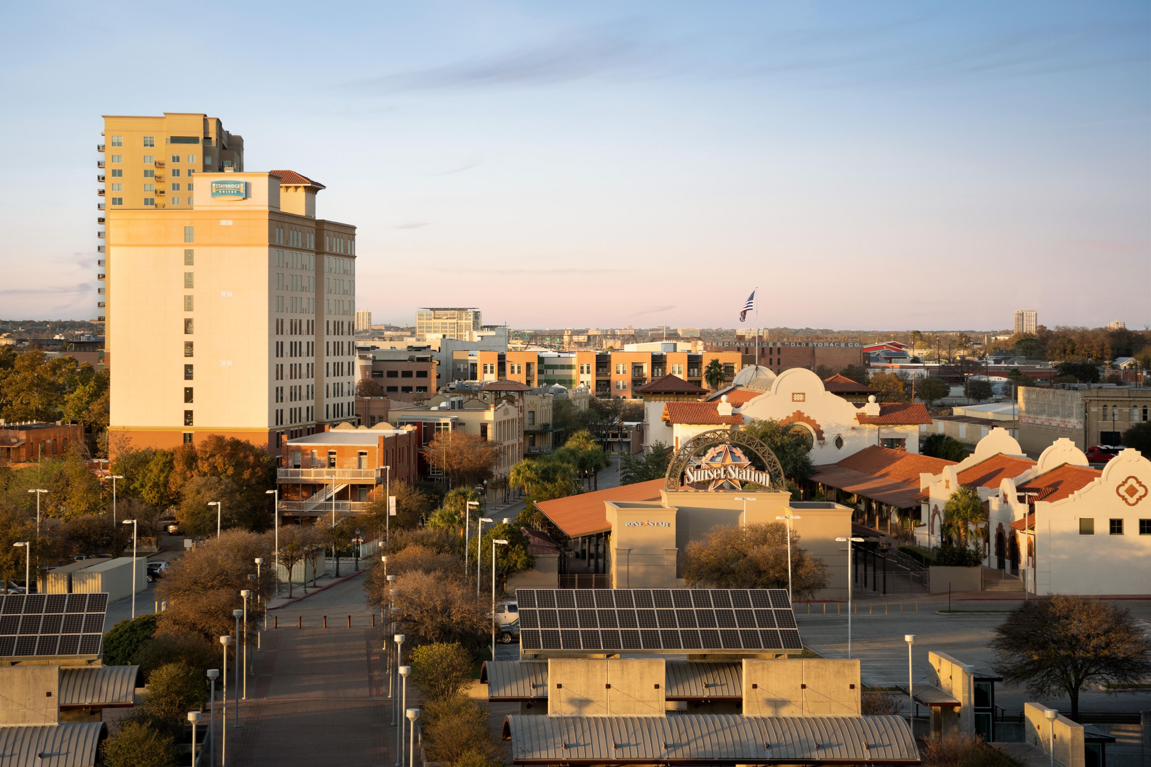 Located in the historic St. Paul Square district, the Staybridge Suites is ideally located across the street from The Espee, a short 5-minute walk down to the ALAMODOME and only a 10-minute walk to the Henry B. Gonzalez Convention Center. San Antonio's world famous riverwalk is 4 blocks from the hotel and the new Frost Bank Center is 3 miles away.