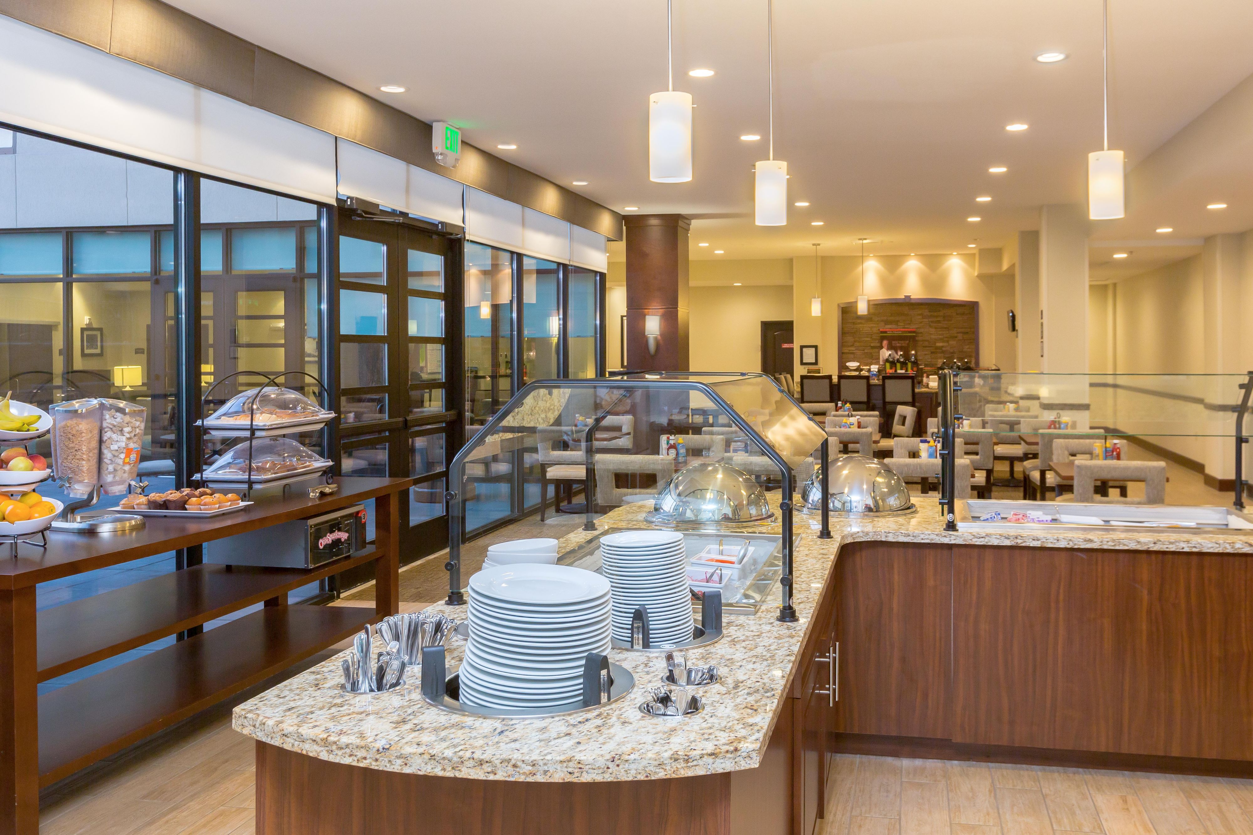 Stay and enjoy our complimentary hot breakfast buffet, available weekdays from 6:30 am – 9:30 am and weekends 7:30 am – 10:30 am. Our rotating menu will give you a variety of options to meet all your needs!